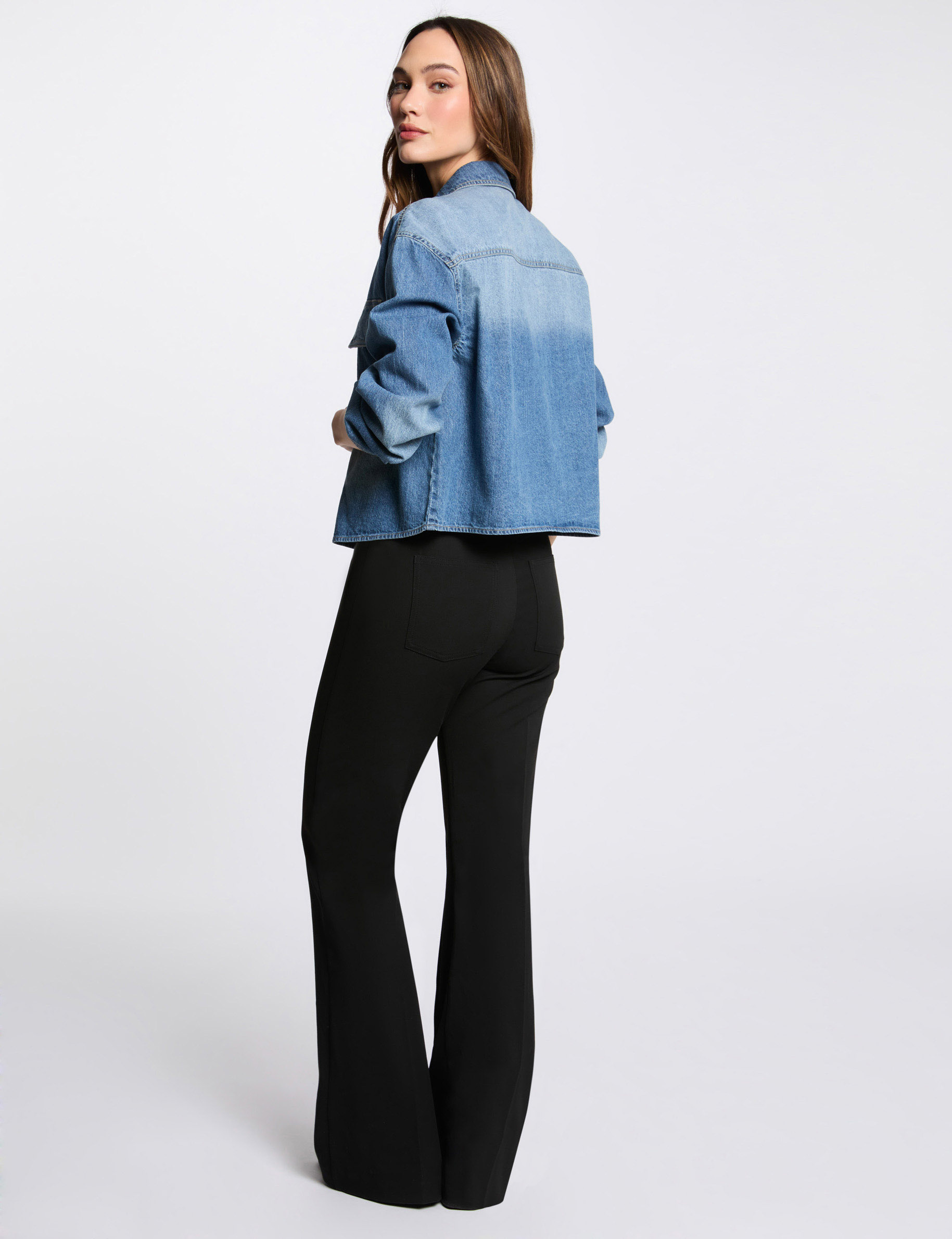 pantalon bootcut taille haute noir femme Pantalon bootcut taille haute noir femme