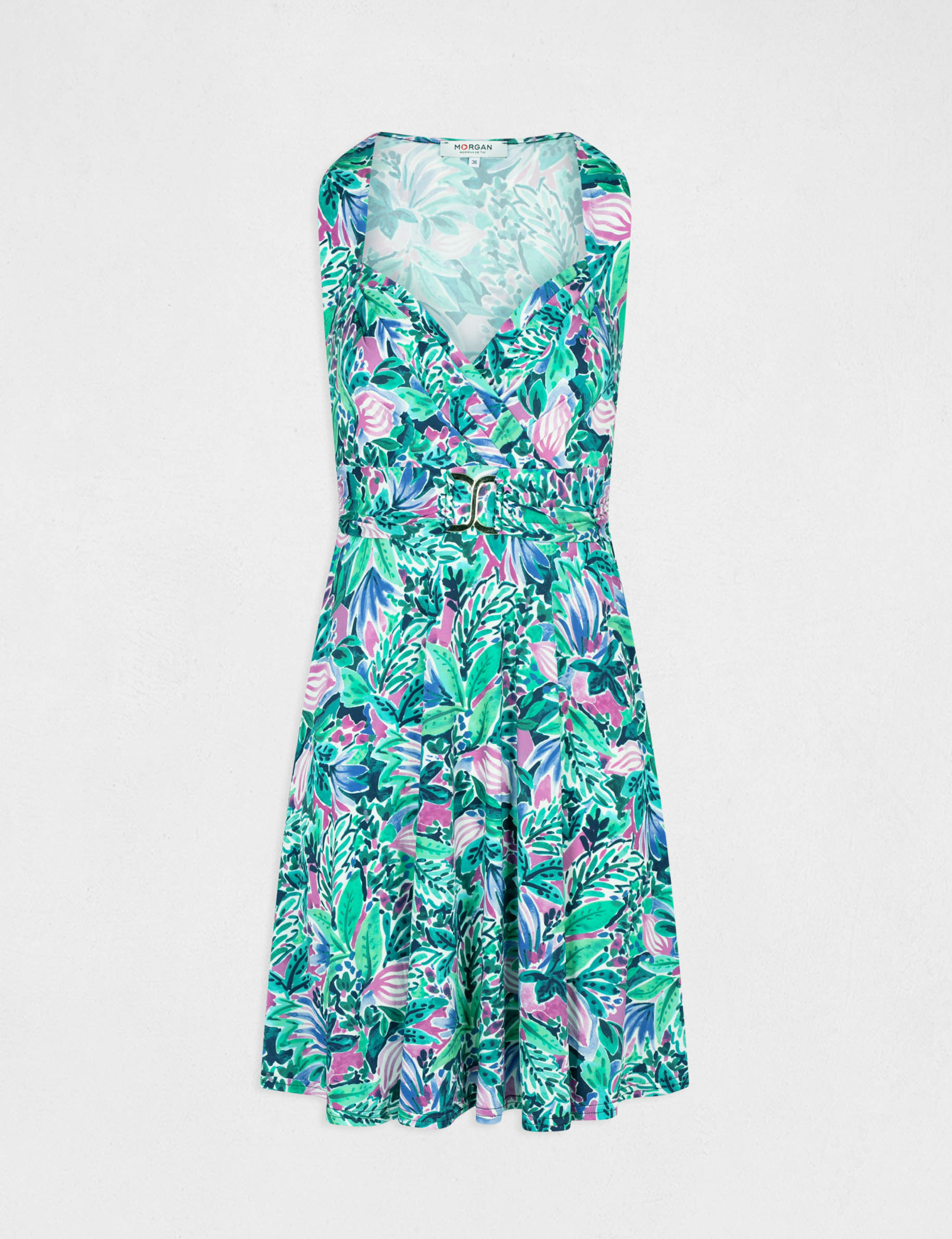 Robe droite imprimé végétal multico femme Robe droite imprimé végétal multico femme