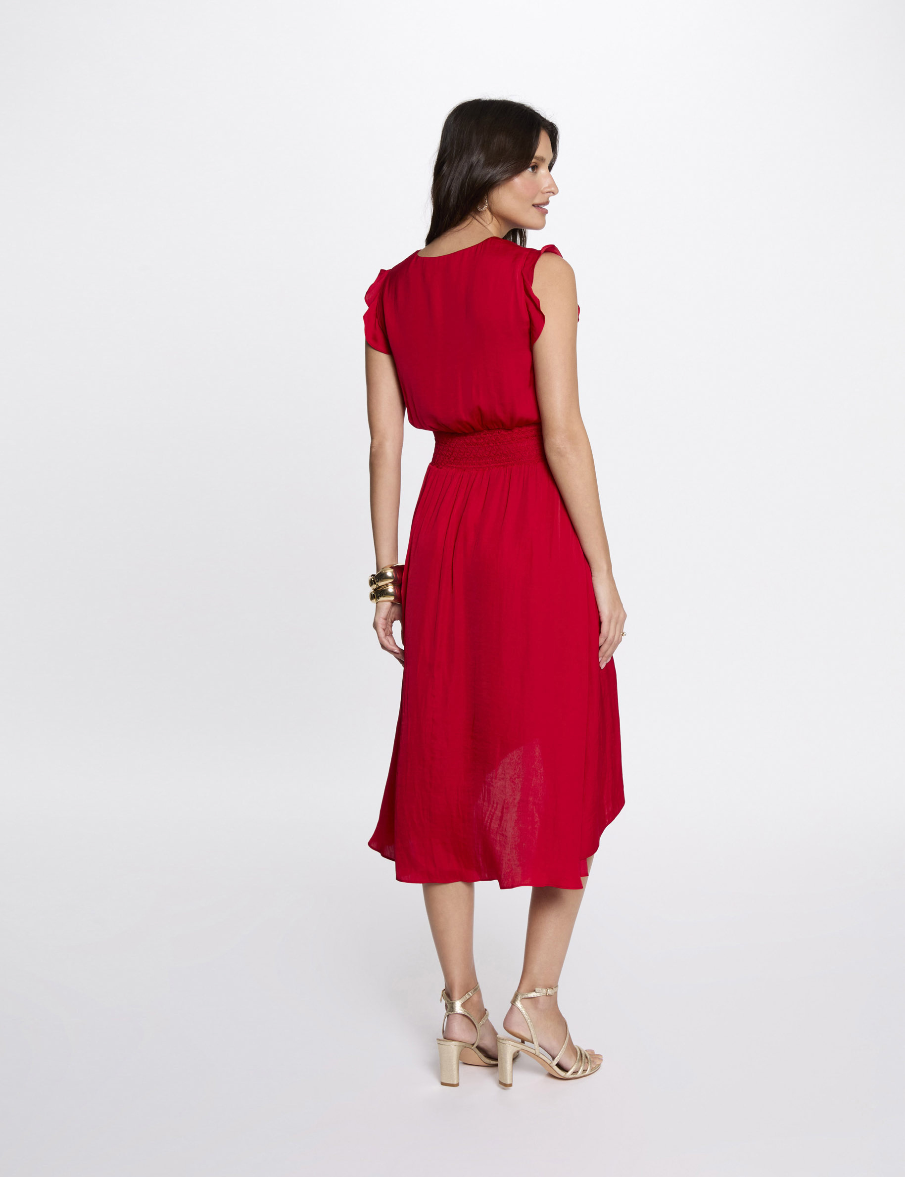 robe droite fluide sans manches rouge femme Robe droite fluide sans manches rouge femme