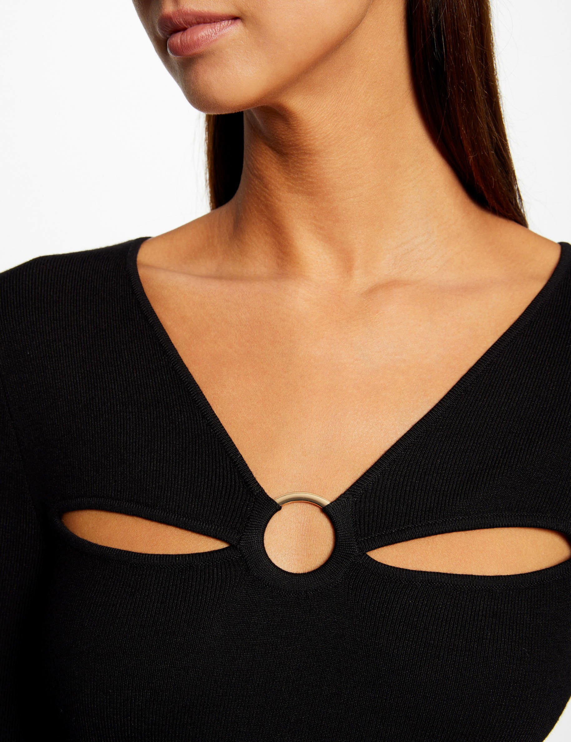 pull manches longues avec ouvertures noir femme Pull manches longues avec ouvertures noir femme