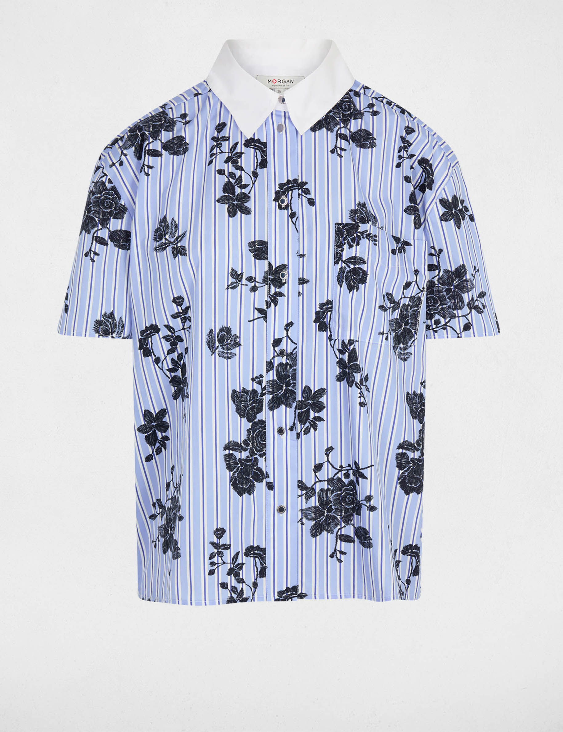 Chemise col contrast&eacute; multicolore femme