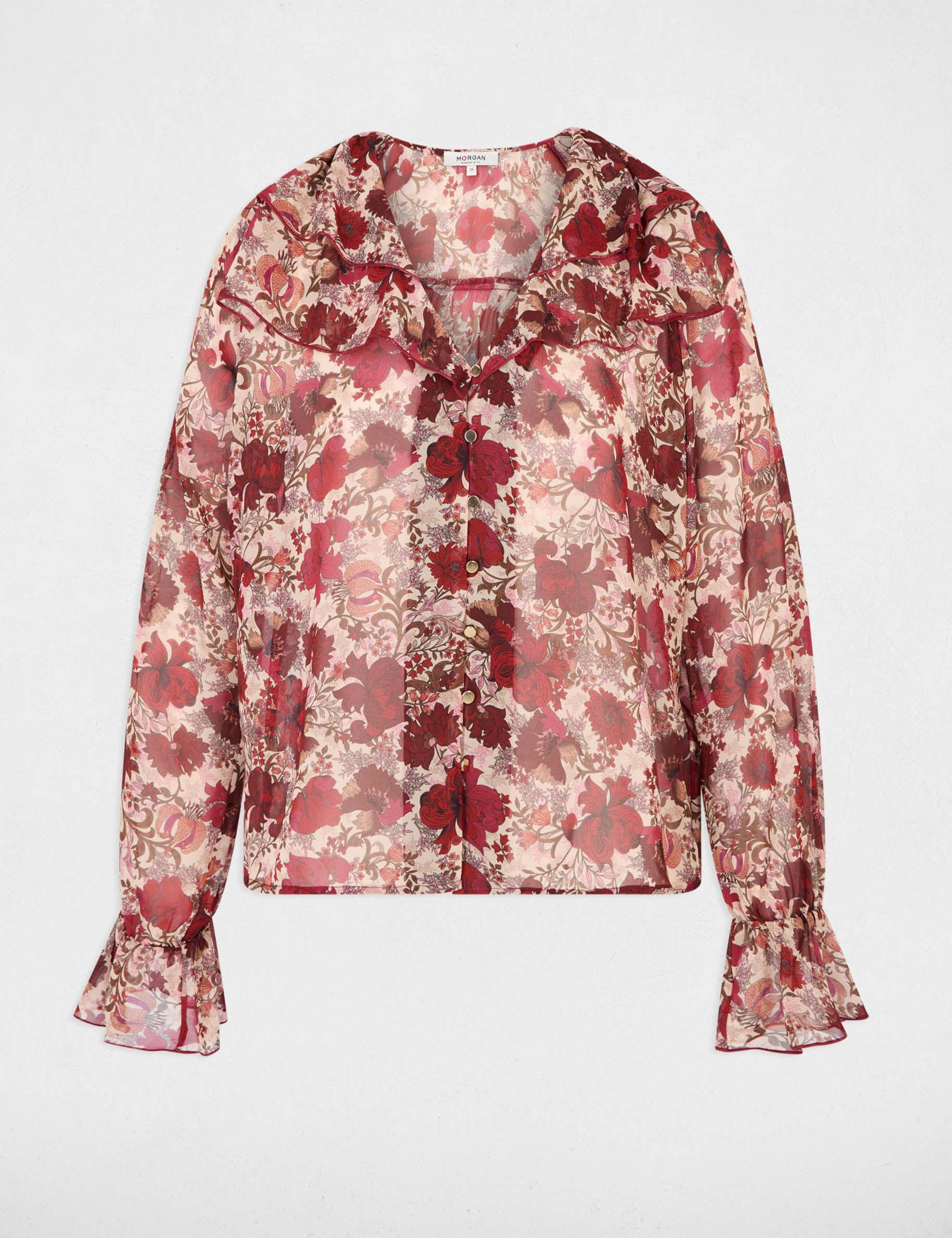Chemise voile col v multicolore femme
