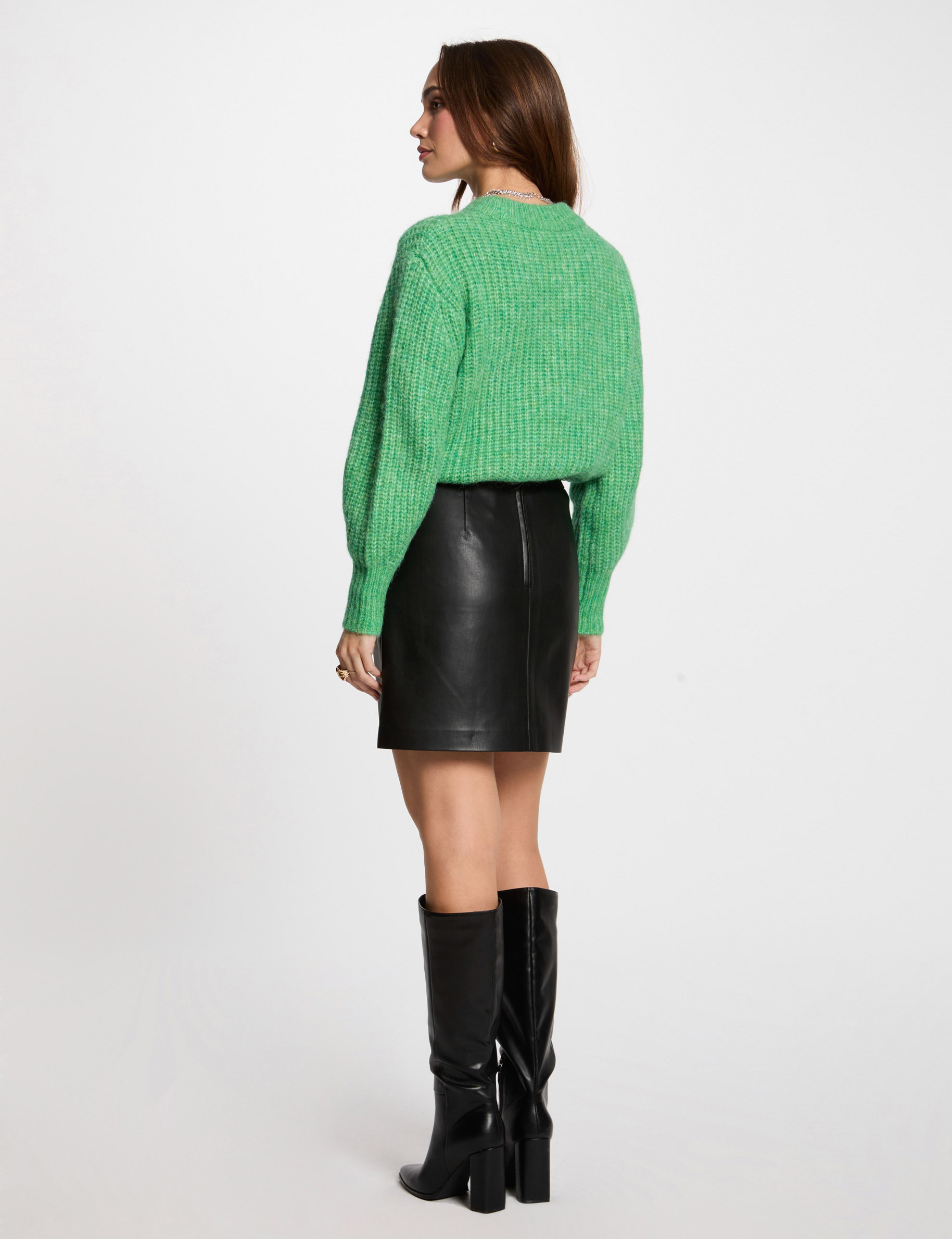 pull col rond manches longues vert menthe femme Pull col rond manches longues vert menthe femme