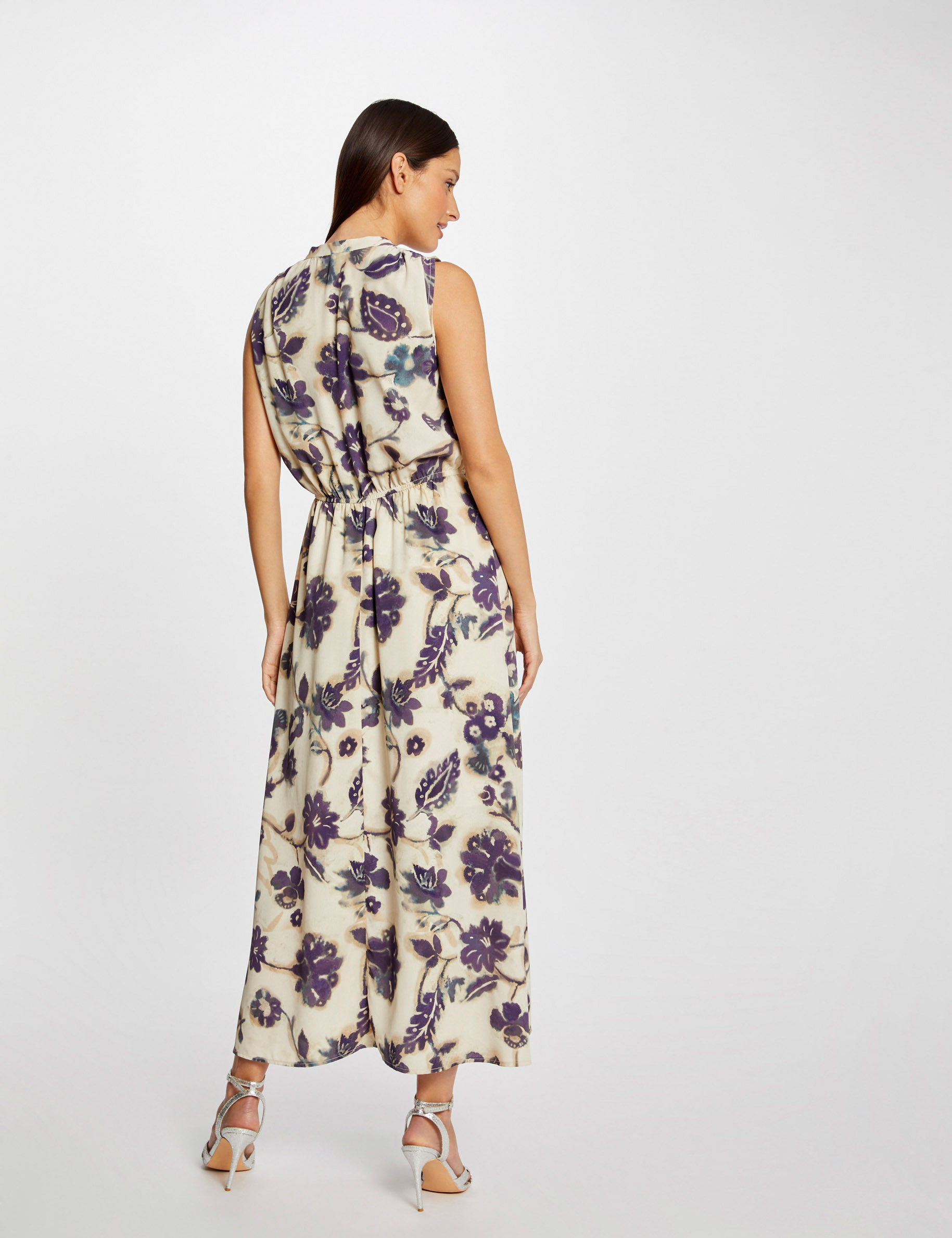 Robe longue évasée imprimé floral multico femme Robe longue évasée imprimé floral multico femme