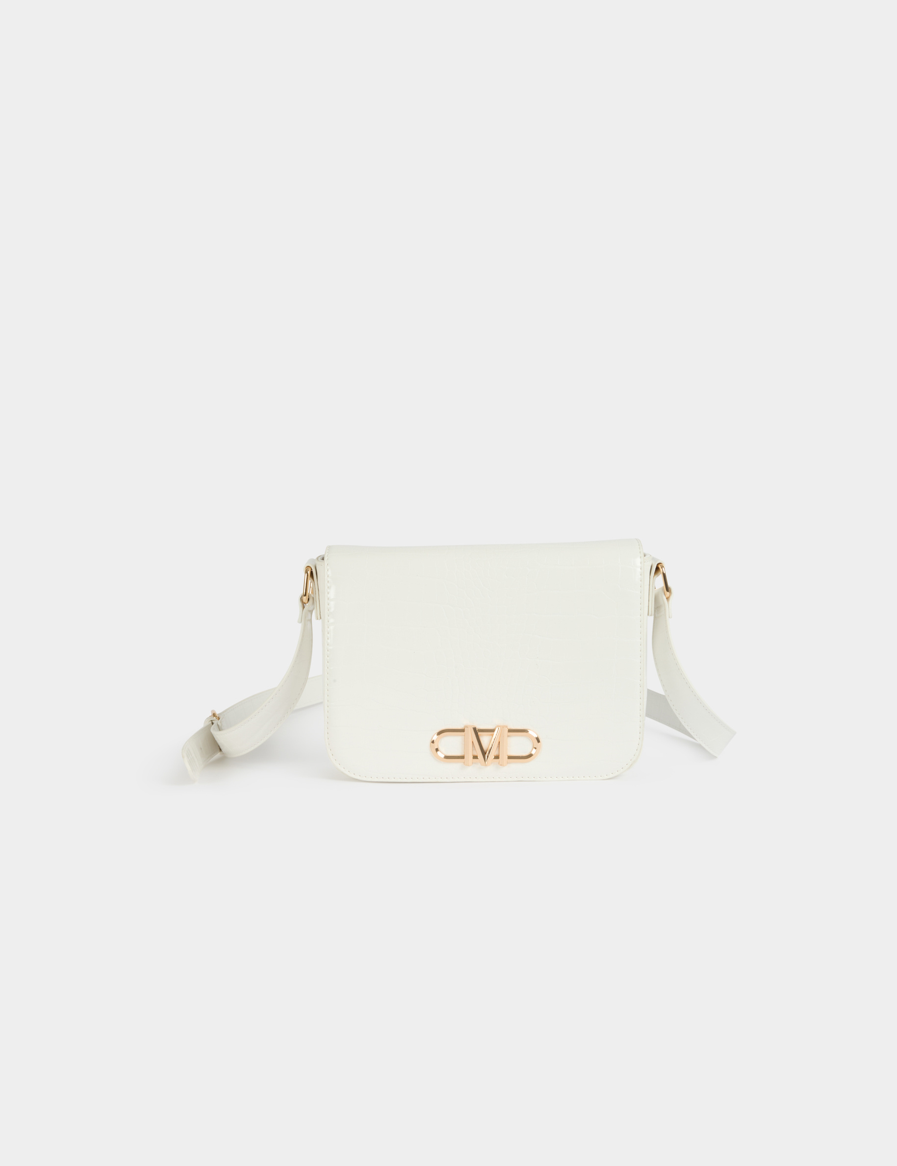 Sac bandouli&egrave;re croco ivoire femme
