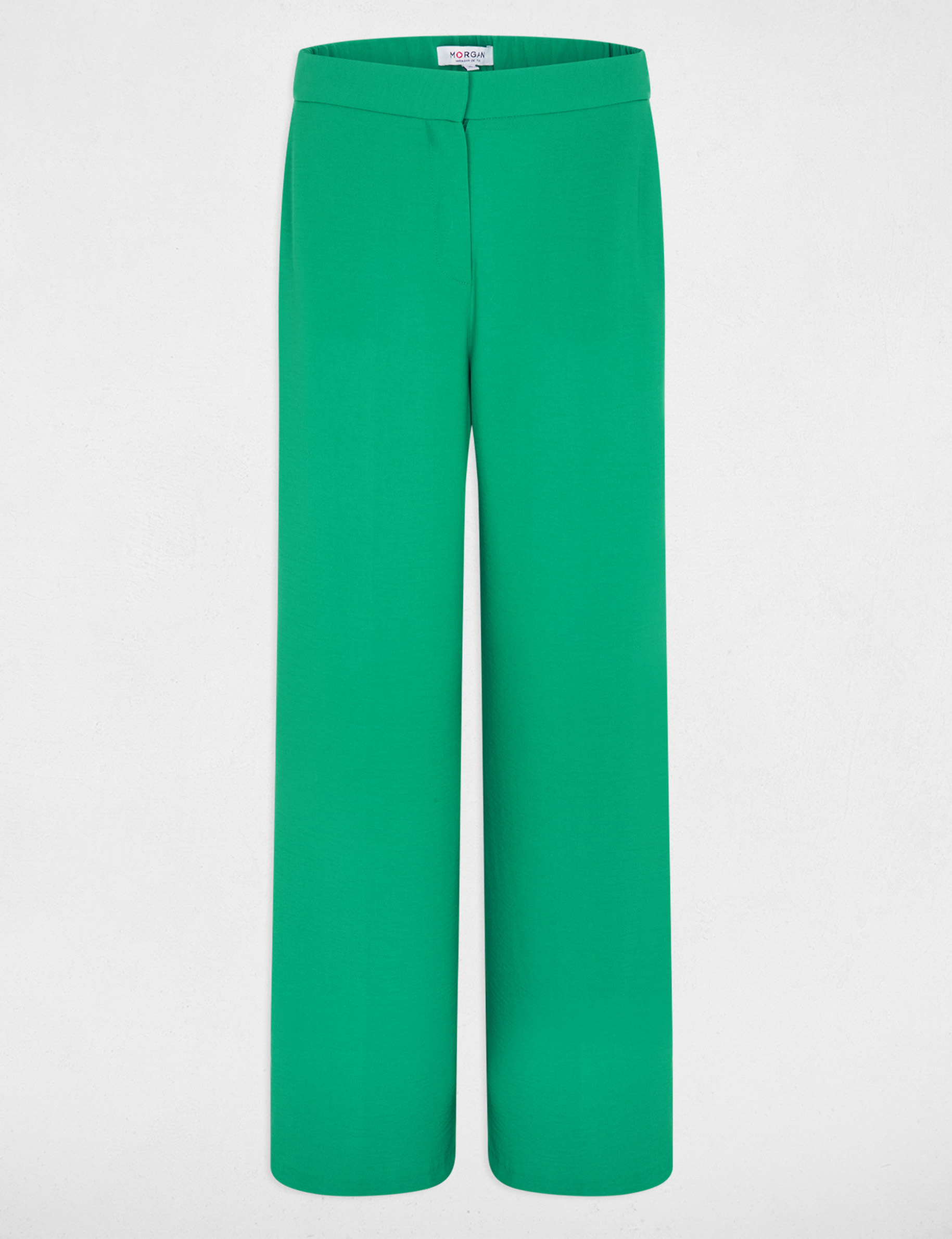 Pantalon large fluide vert prairie femme