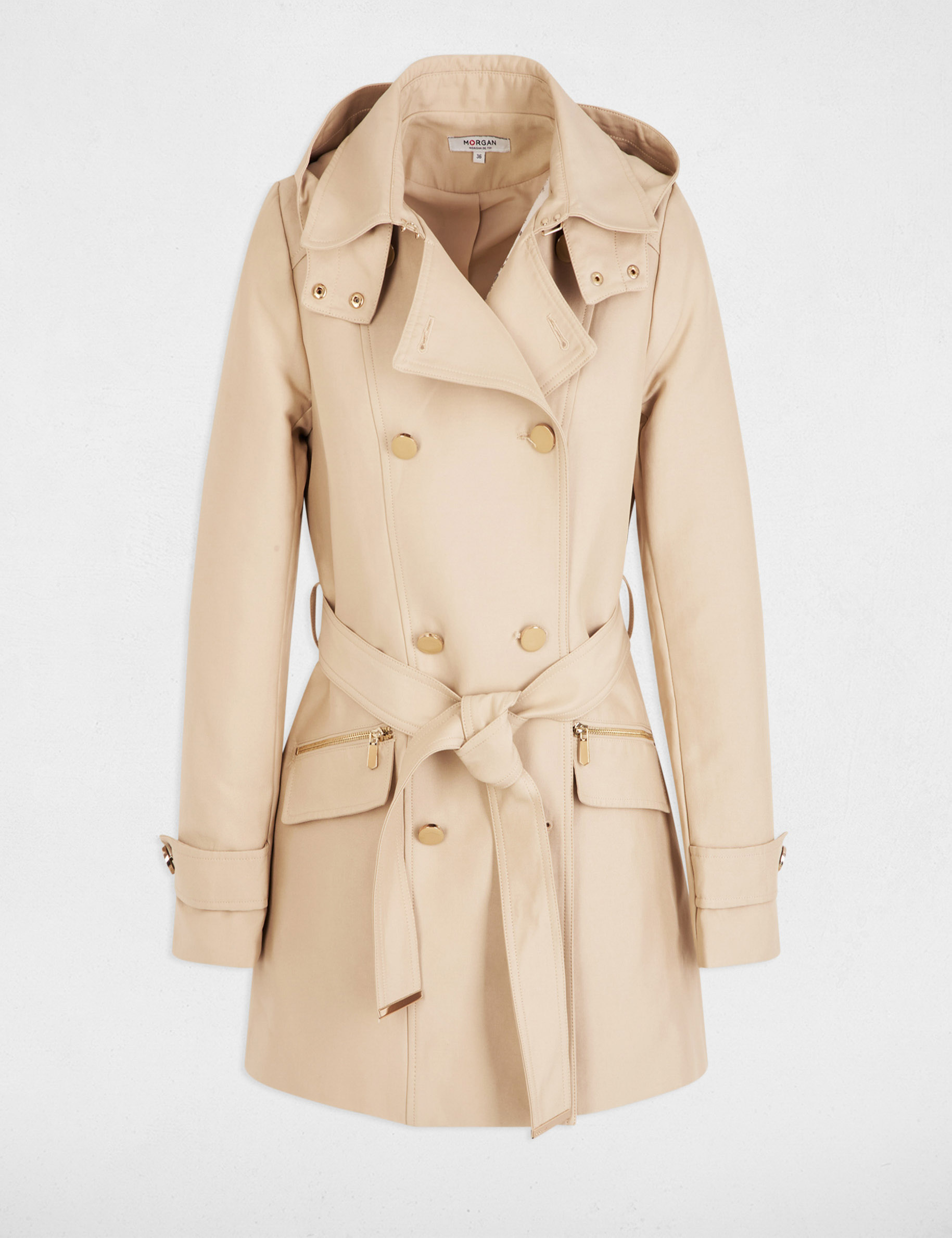 Manteau Morgan Soldes Ete 2021 Morgan Femme Trench Coat Beige Uni