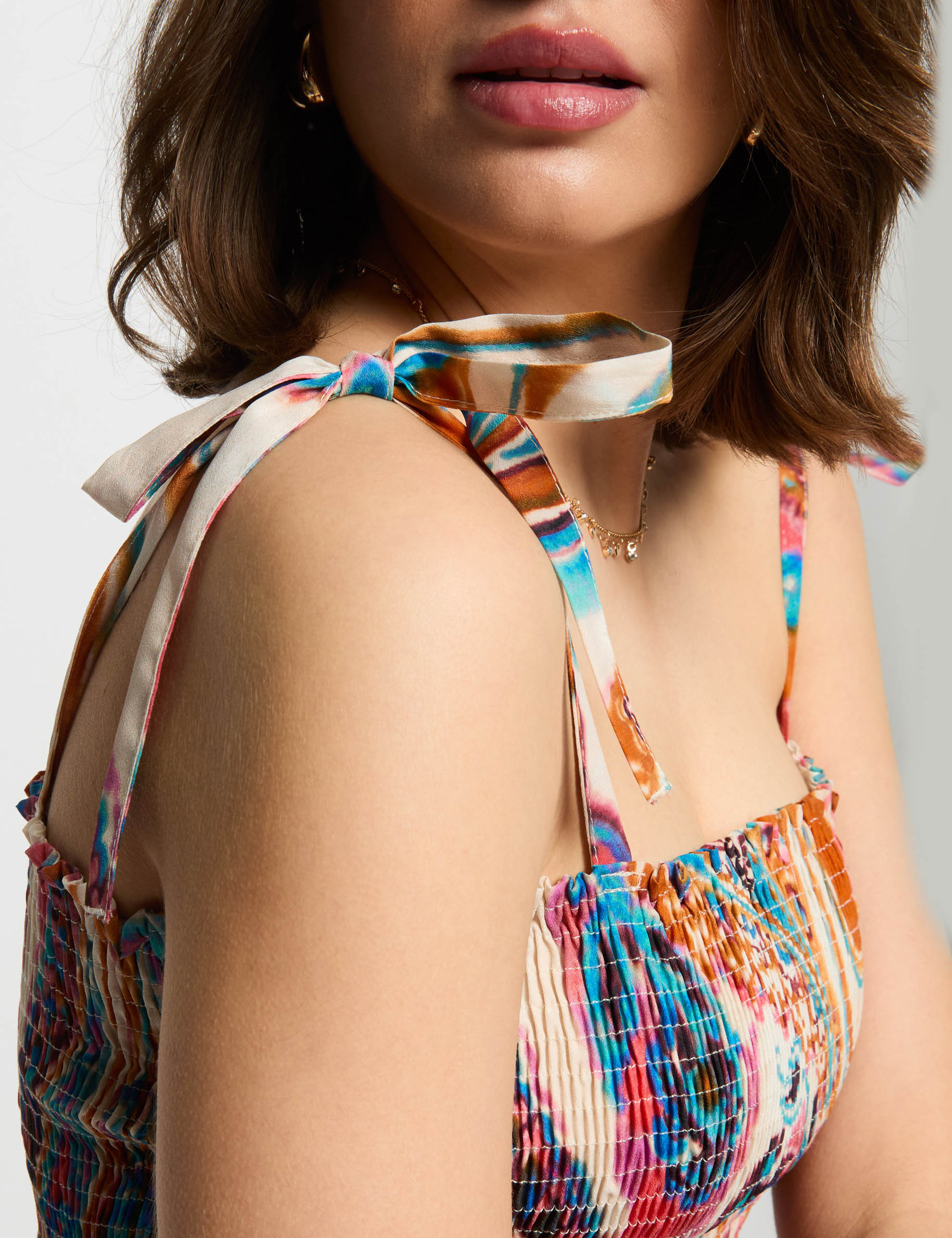 top smocke imprime multicolore femme Top smocké imprimé multicolore femme