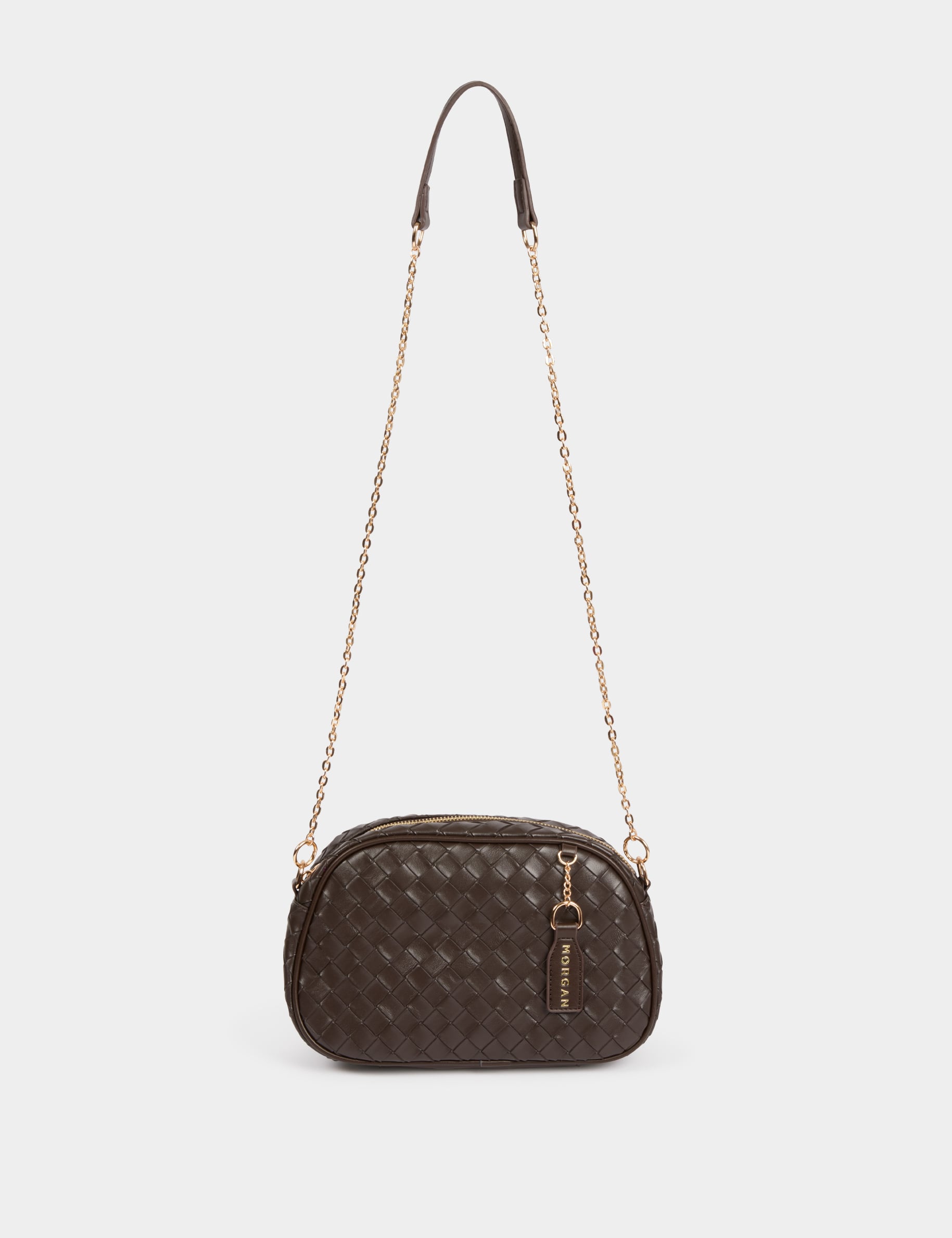 Sac tress&eacute; marron fonc&eacute; femme