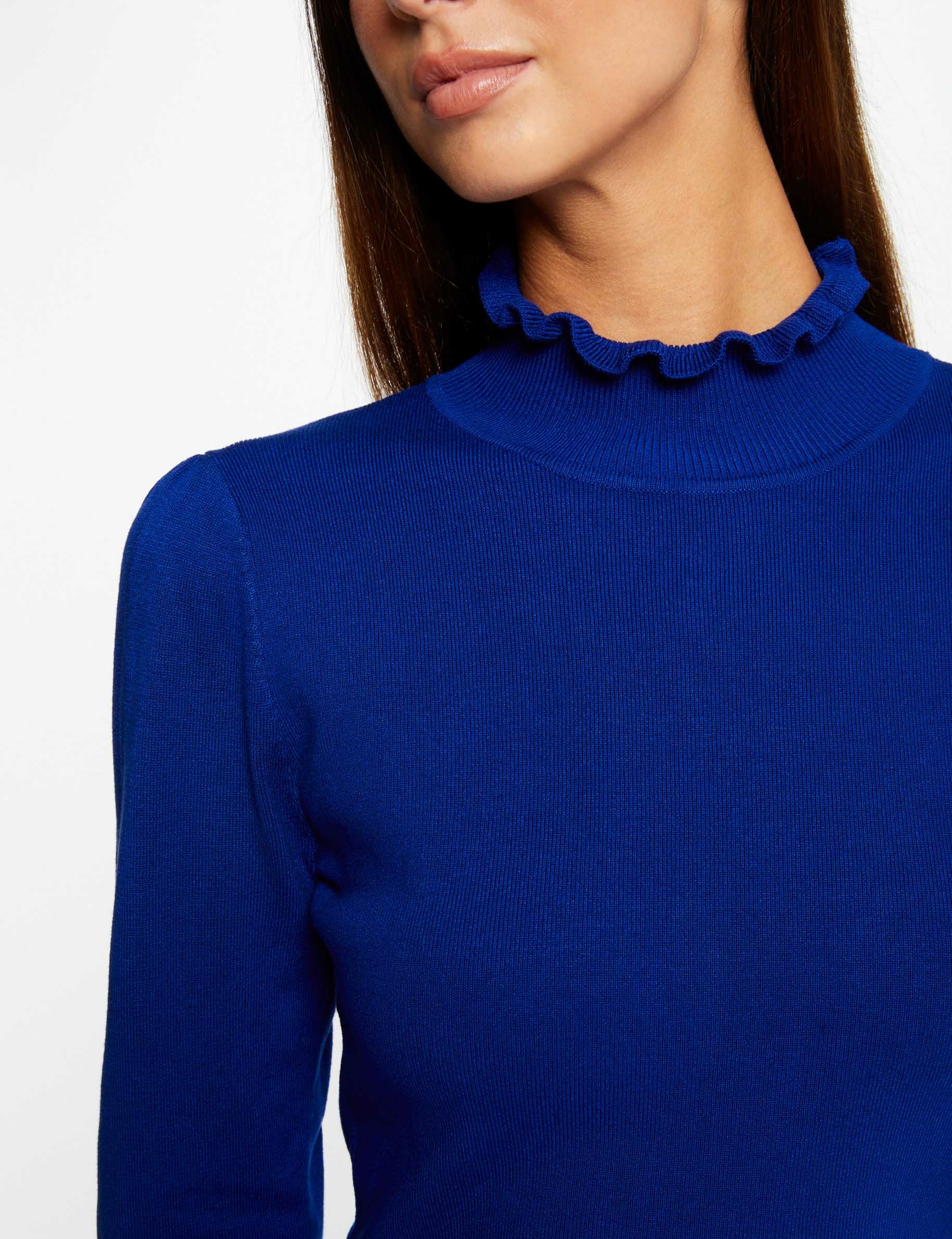 robe pull ajustee avec col montant bleu electrique femme Robe pull ajustée avec col montant bleu electrique femme
