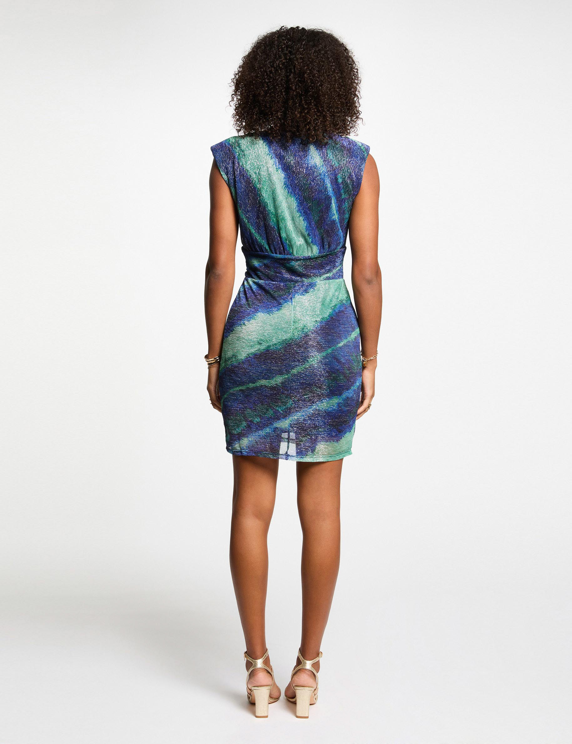 robe courte ajustee imprimee multicolore femme Robe courte ajustée imprimée multicolore femme