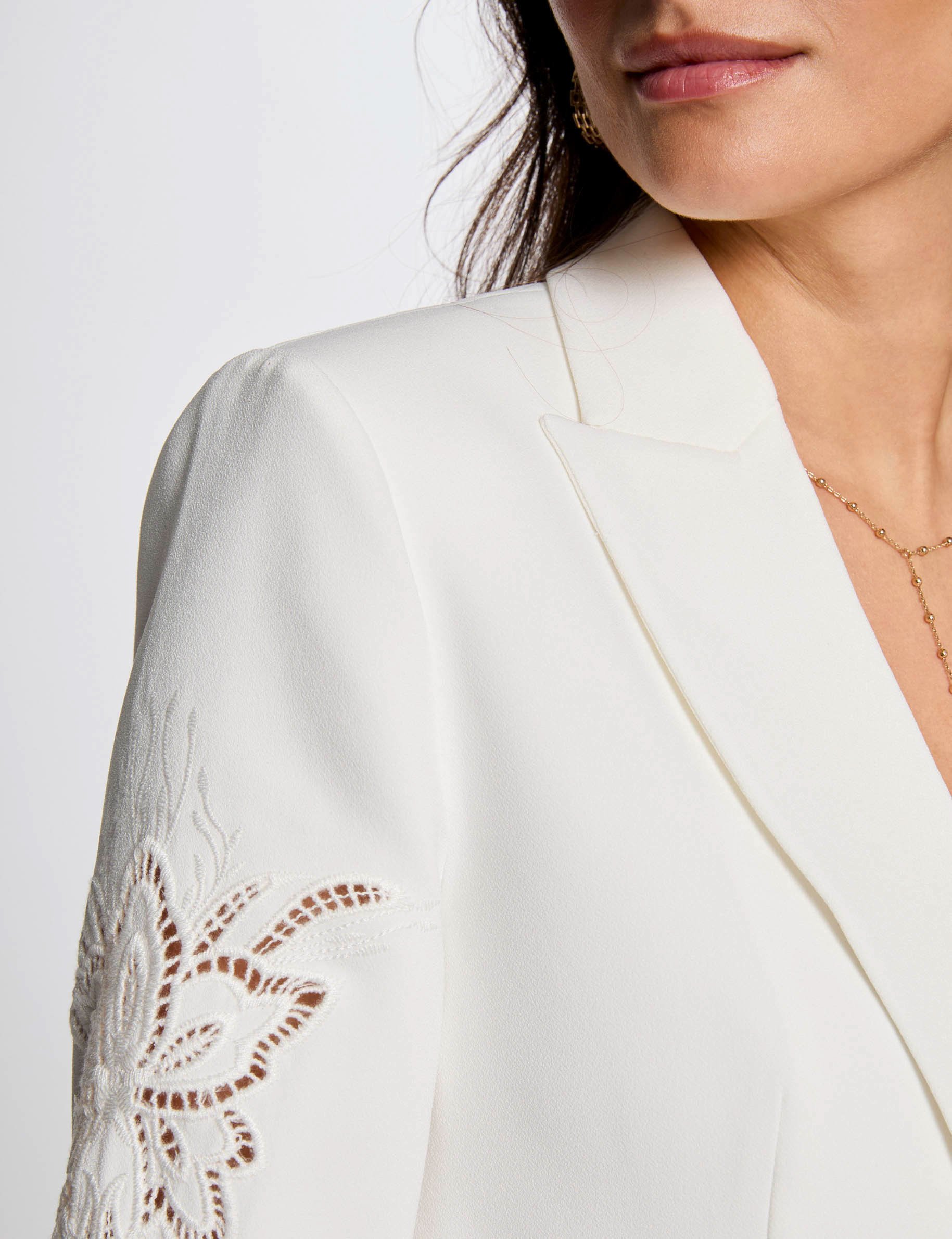 blazer manches dentelle blanc femme Blazer manches dentelle blanc femme