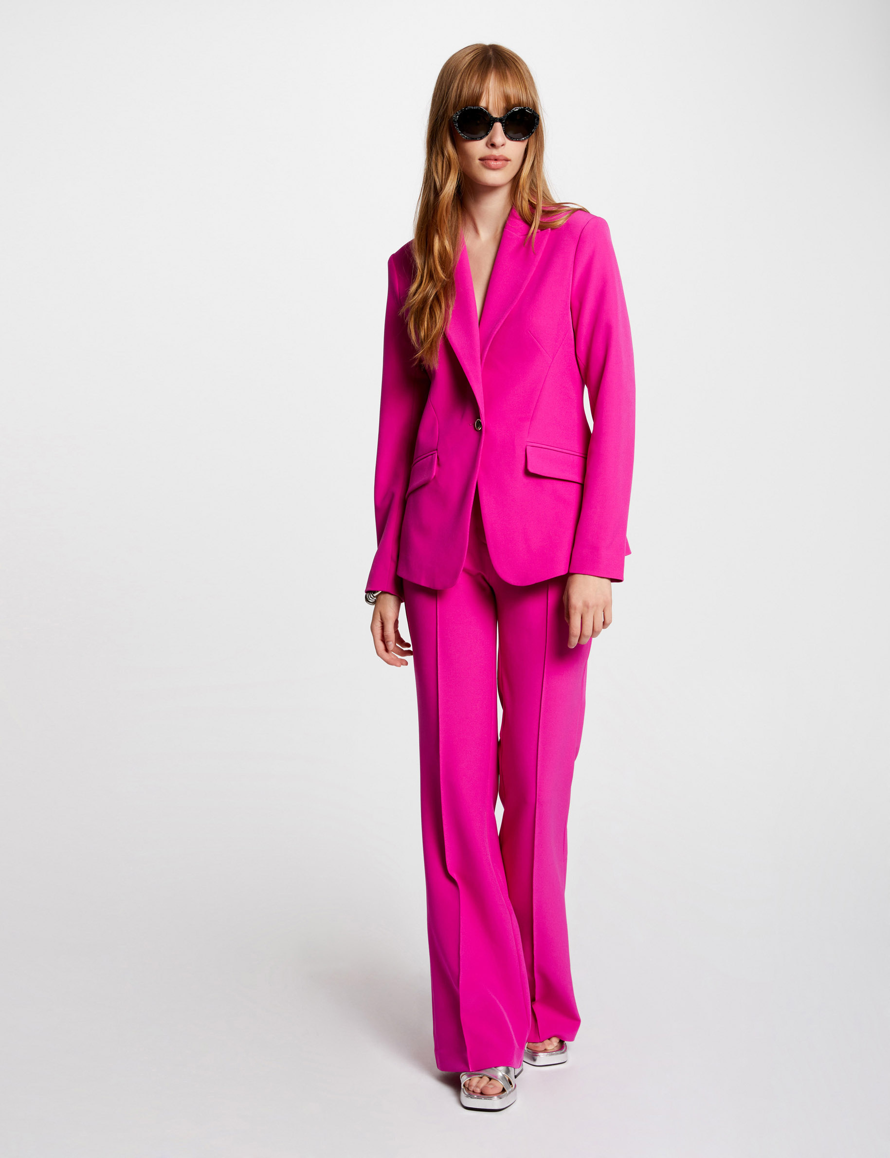blazer droit manches longues rose fonce femme Blazer droit manches longues rose fonce femme
