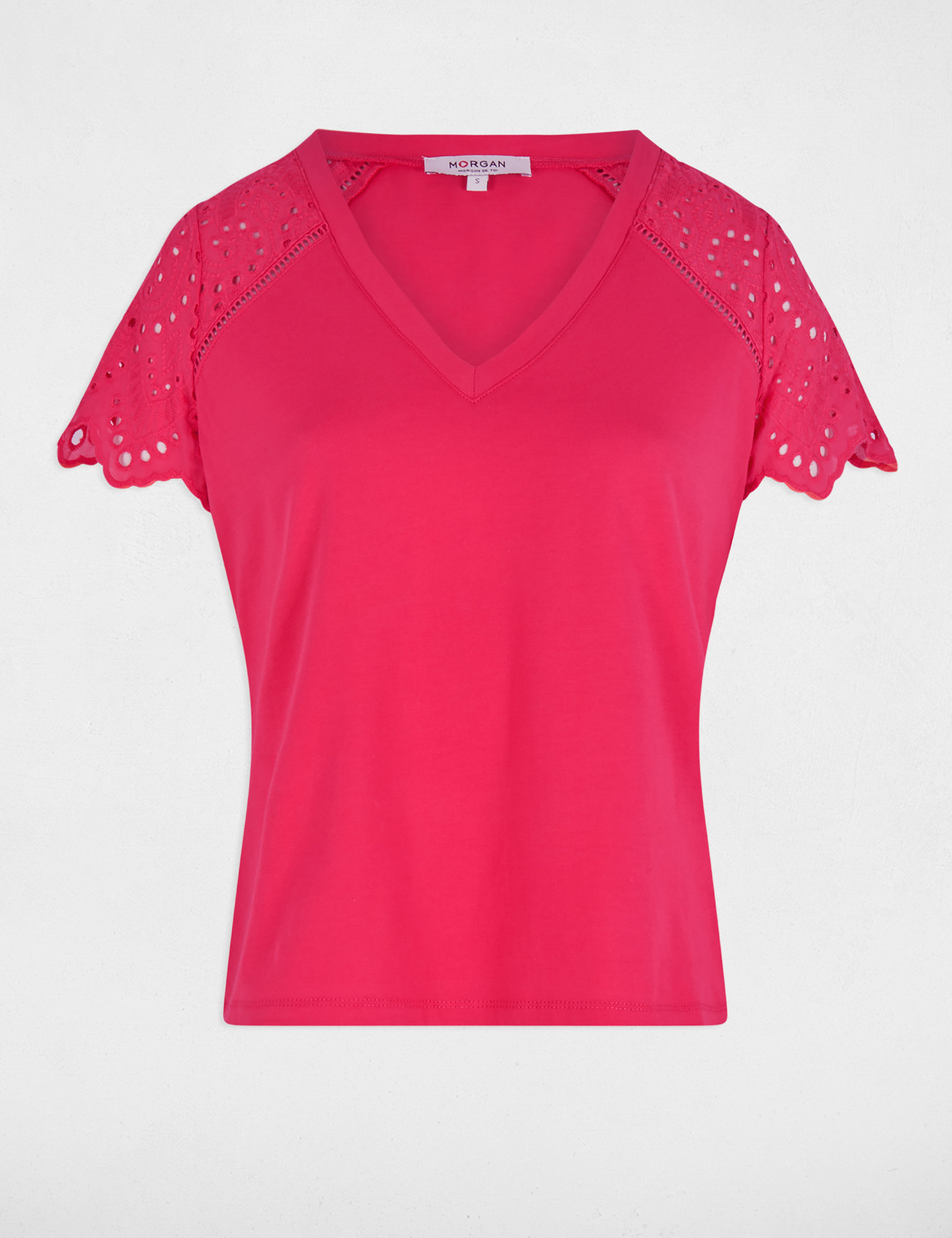 T-shirt manches courtes rose fushia femme