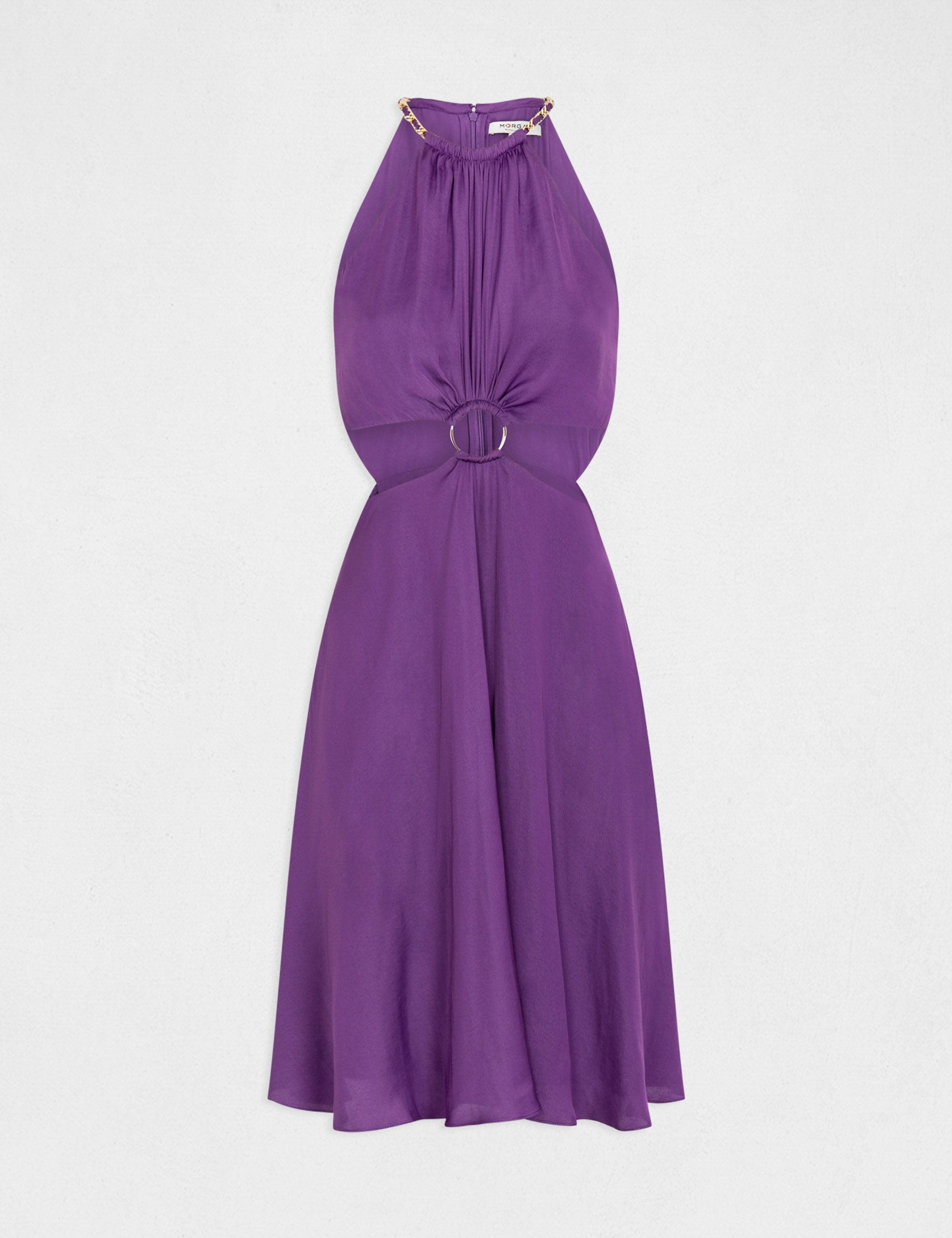 Robe évasée avec anneau et ouvertures violet fonce femme Robe évasée avec anneau et ouvertures violet fonce femme