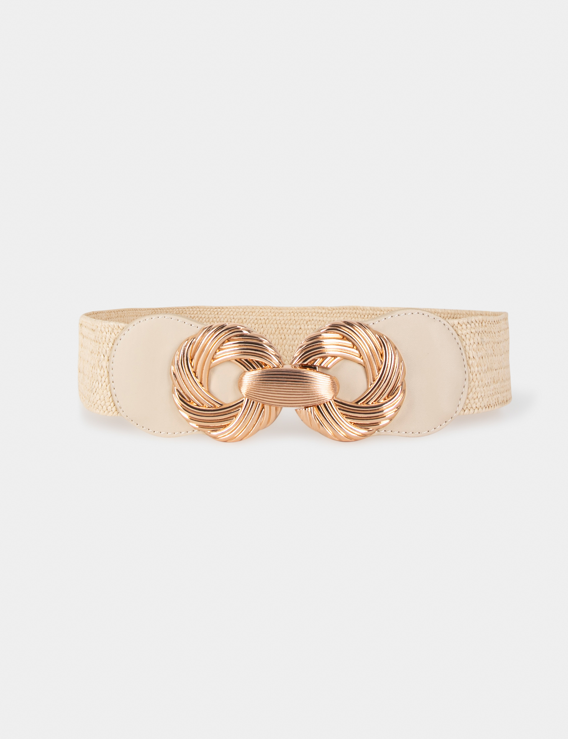 Ceinture élastiquée avec boucles beige femme