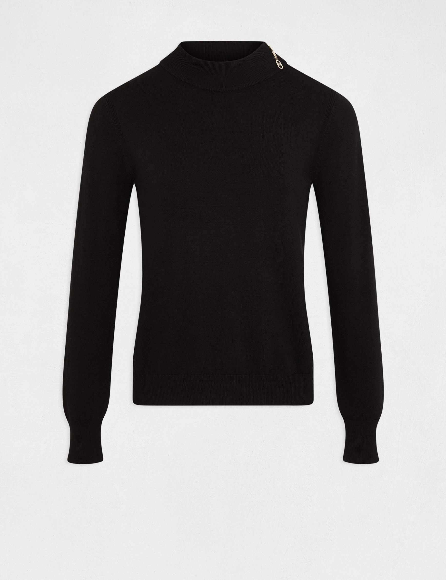 Pull manches longues détail zippé noir femme