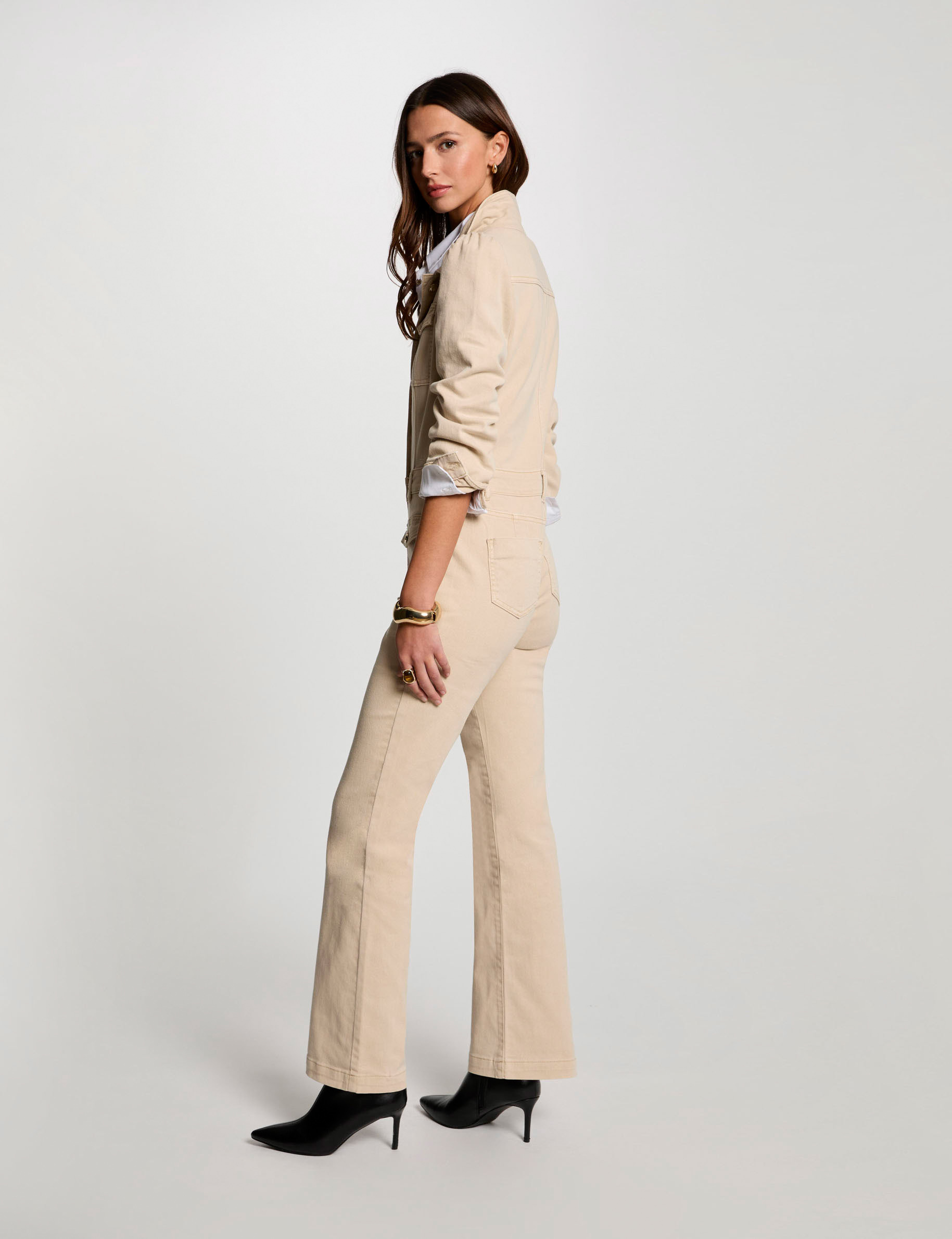 combinaison longue en jean marron clair femme Combinaison longue en jean marron clair femme