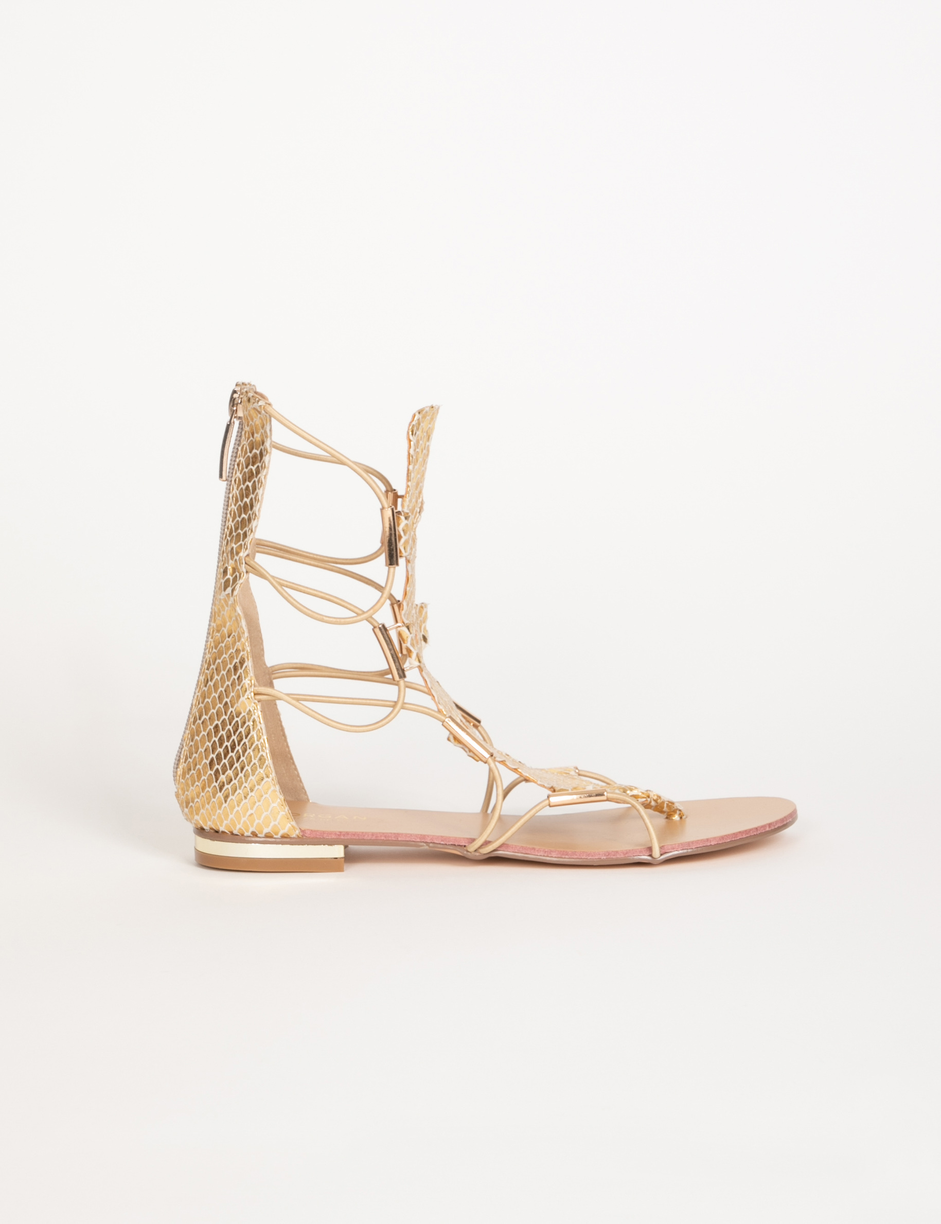 Sandales spartiates aspect python dore femme Sandales spartiates aspect python dore femme