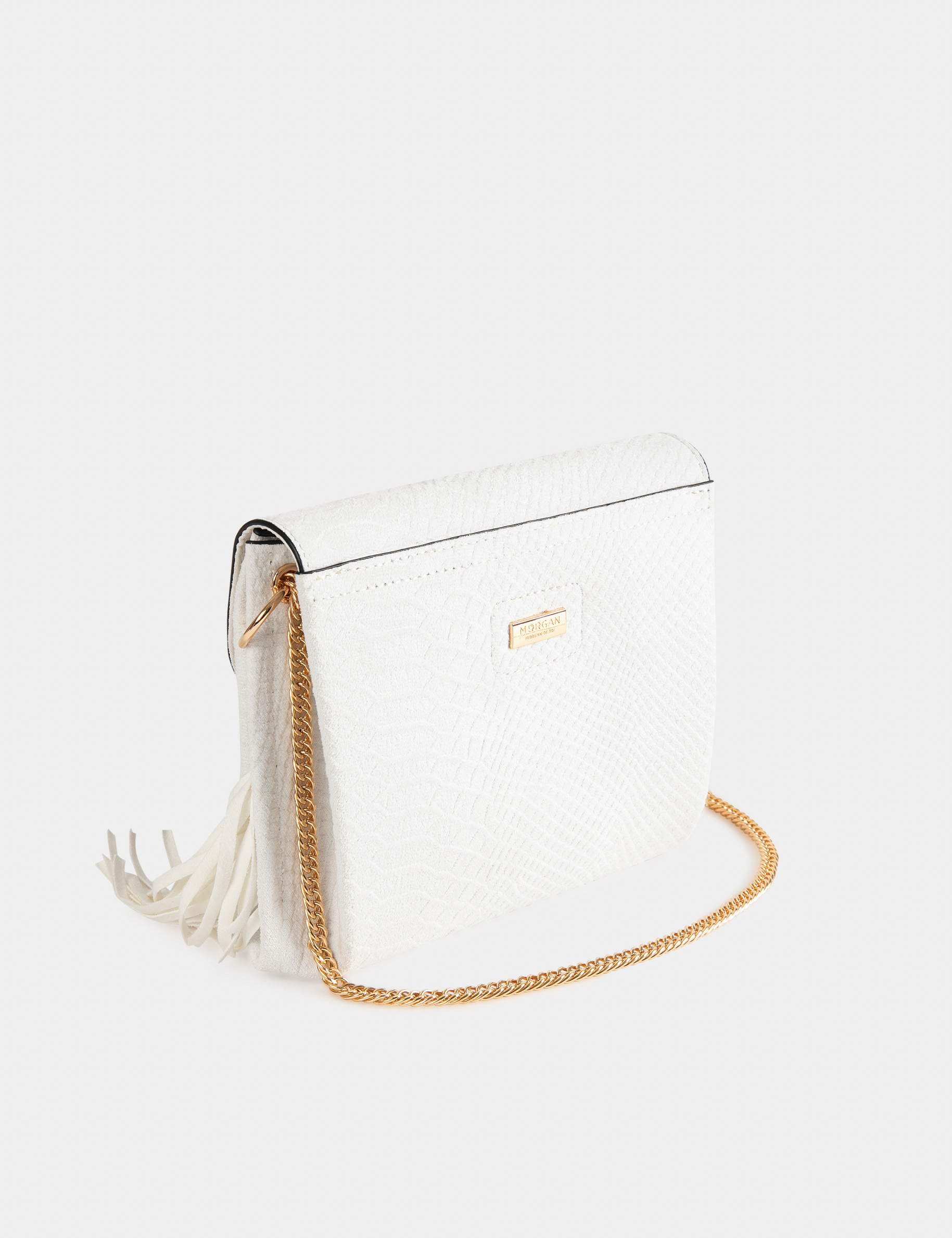Sac pochette aspect python blanc femme Morgan