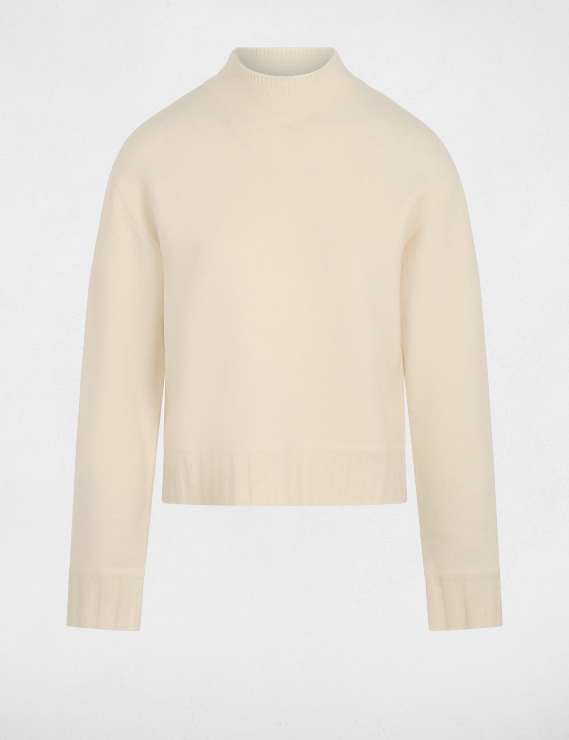 Pull col montant beige femme