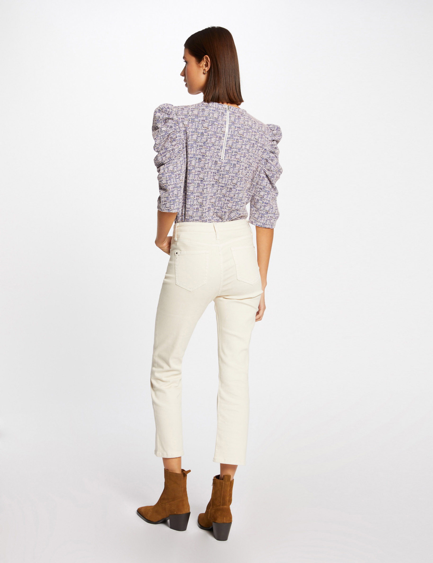 Pantalon droit 7/8ème ivoire femme