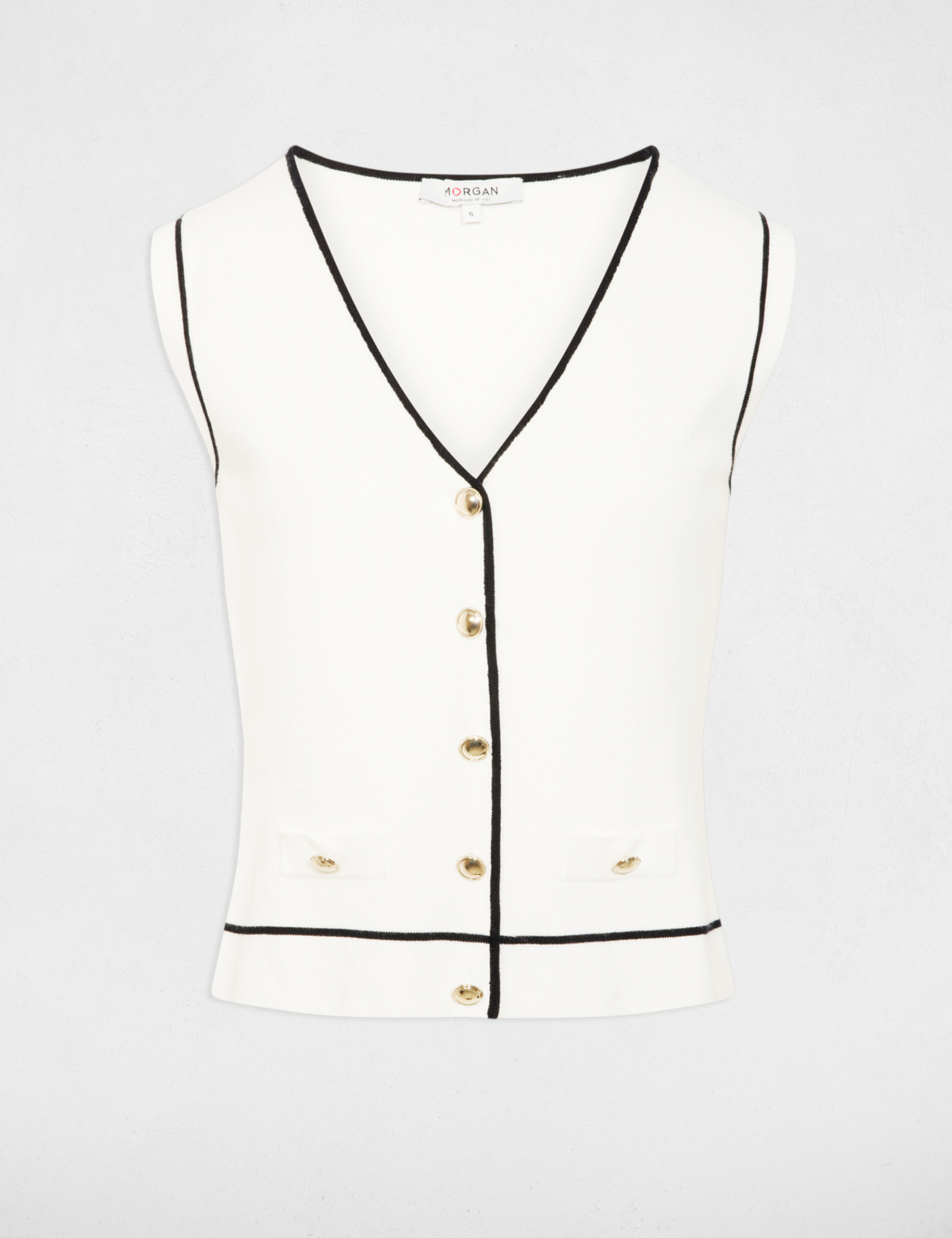 Pull Femme Sans Manche Col V (taille S 36) - Vêtements