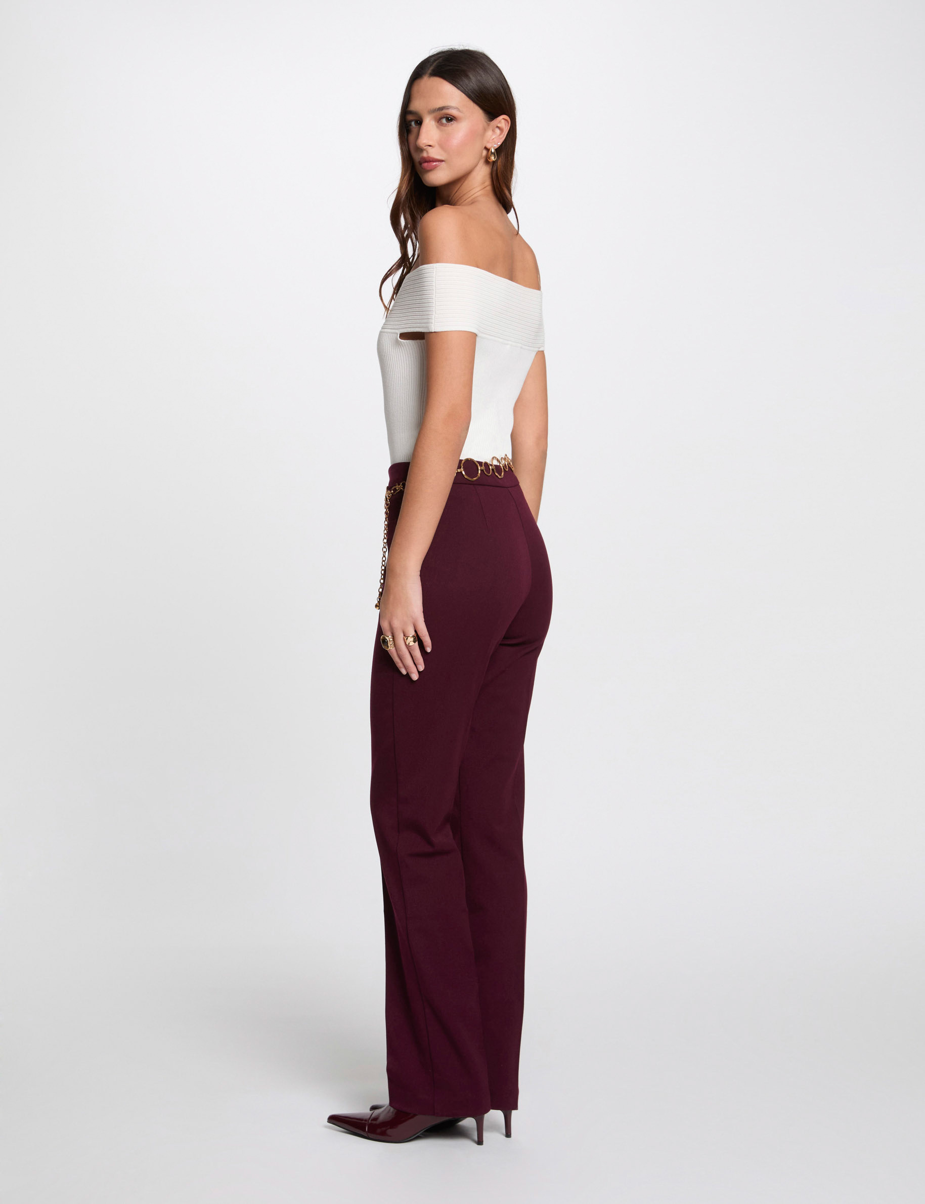 pantalon bootcut prune femme Pantalon bootcut prune femme
