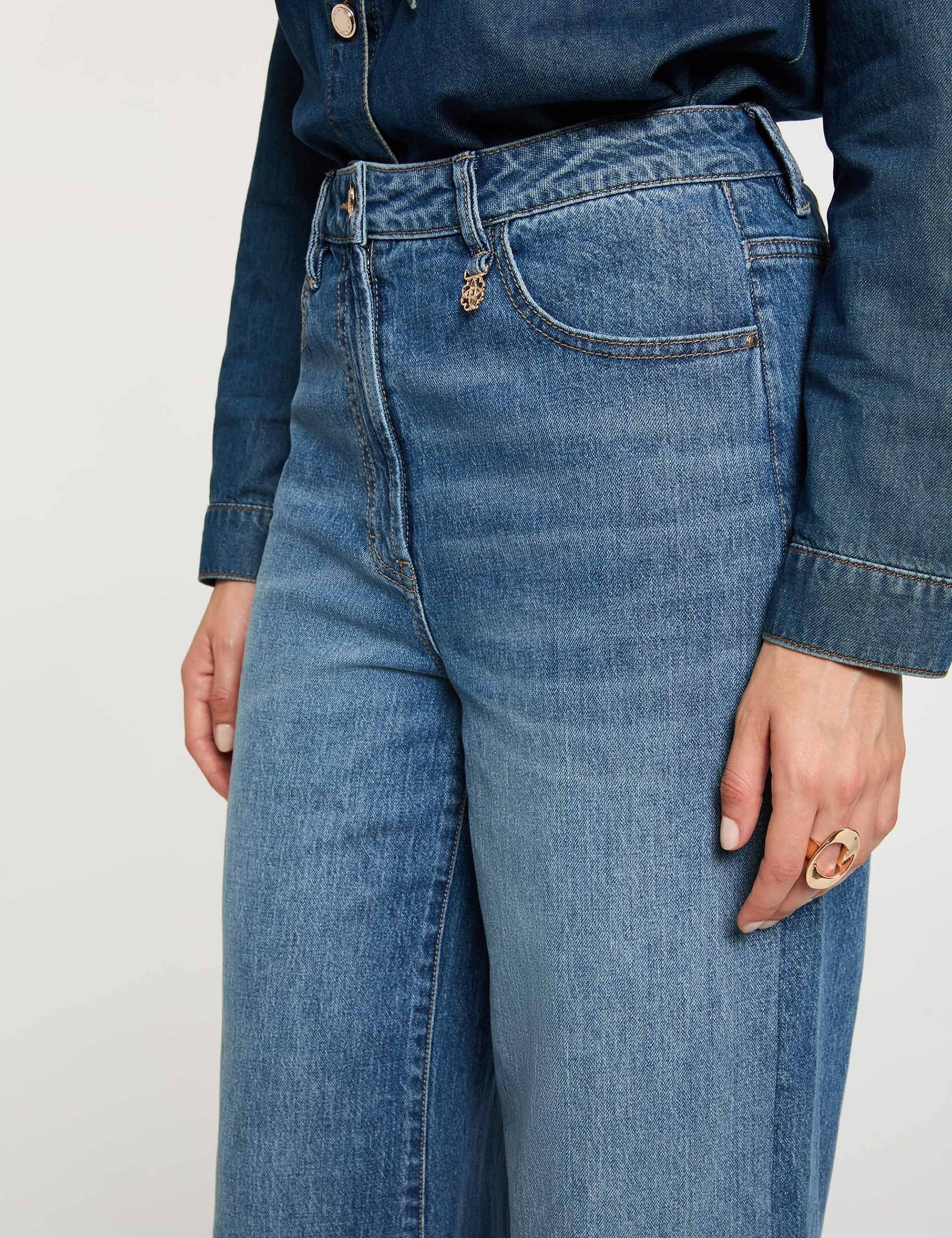 Jean large taille haute denim stone femme