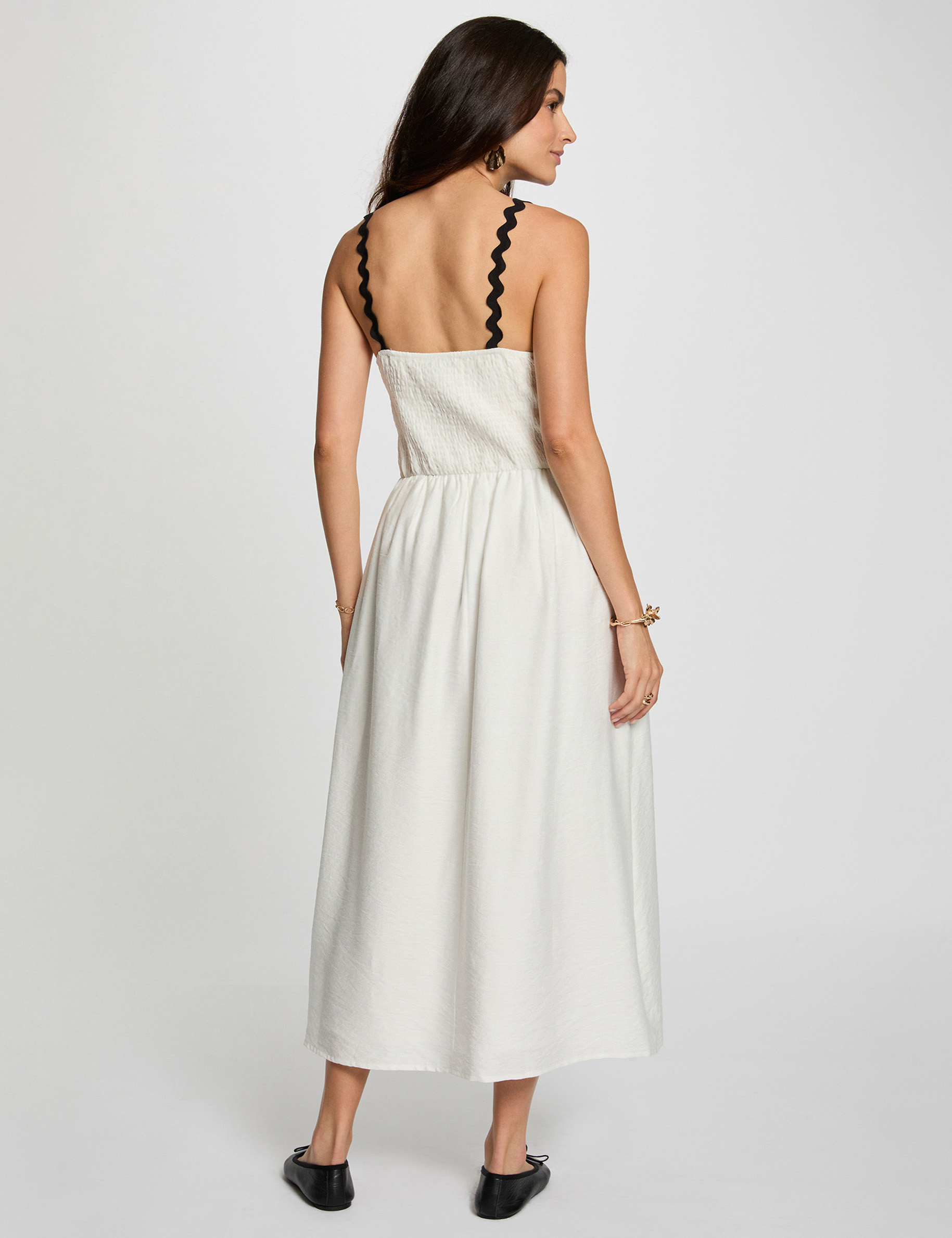 robe ajustee bretelles fantaisie blanc femme Robe ajustée bretelles fantaisie blanc femme
