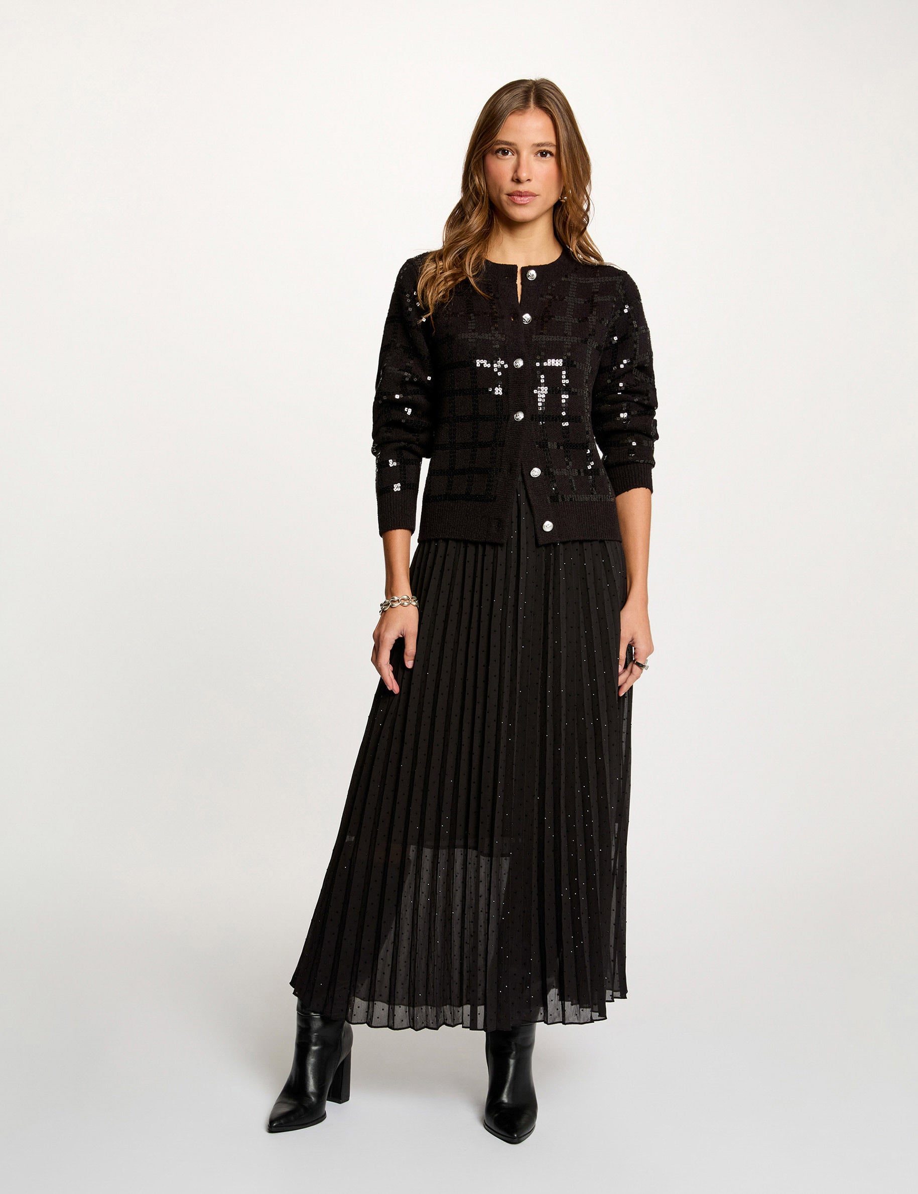 Veste ajust&eacute;e &agrave; sequins noir femme