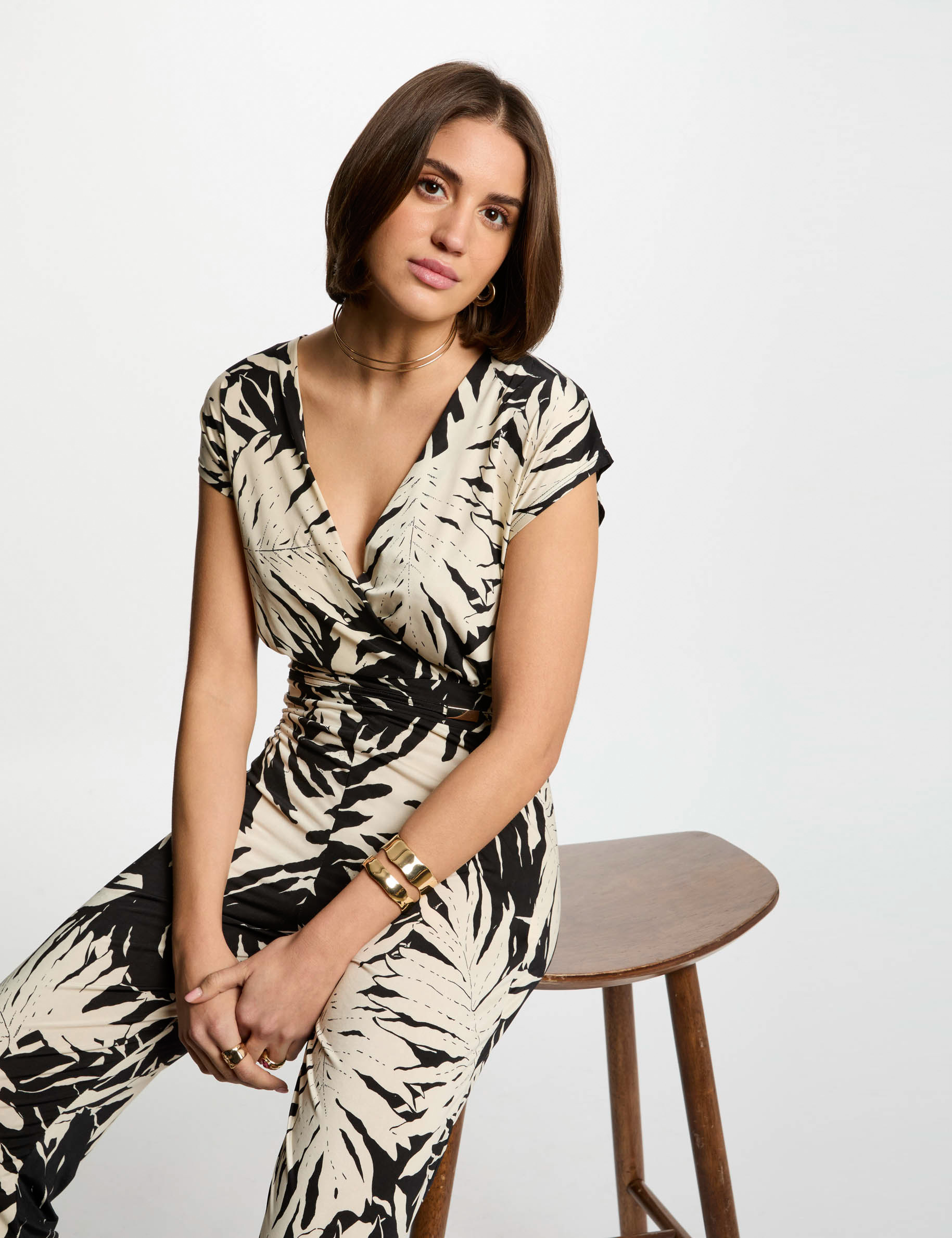 Combinaison longue imprim&eacute;e multicolore femme