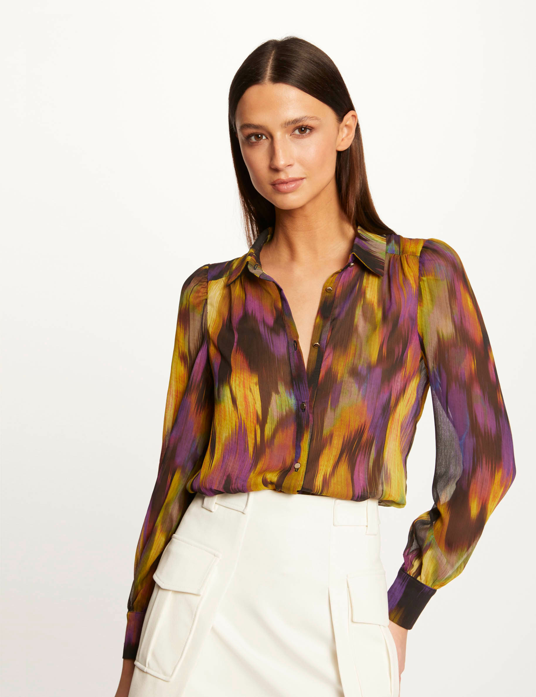 Chemise manches longues imprimé abstrait multico femme Chemise manches longues imprimé abstrait multico femme