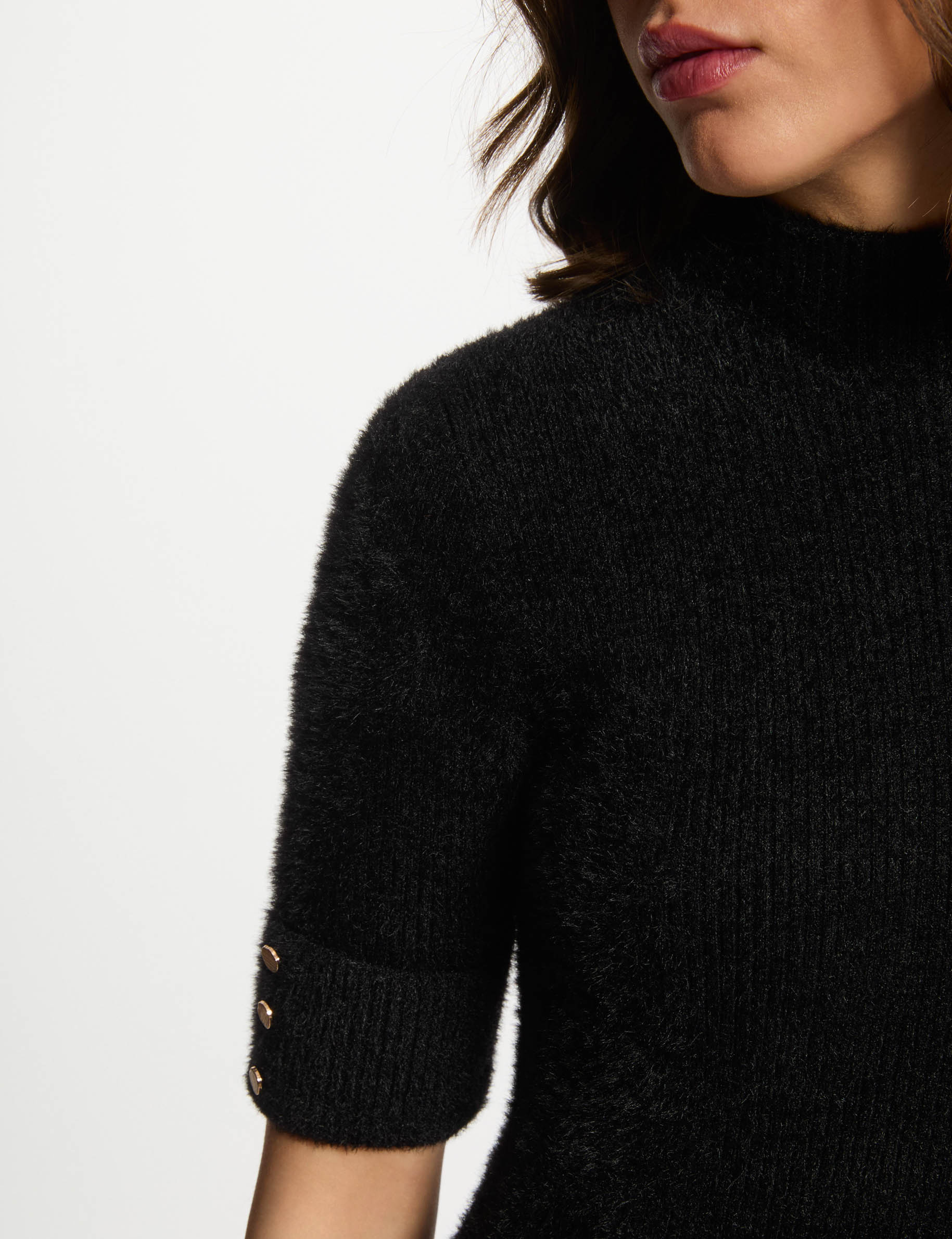 robe pull ajustee manches courtes noir femme Robe pull ajustée manches courtes noir femme