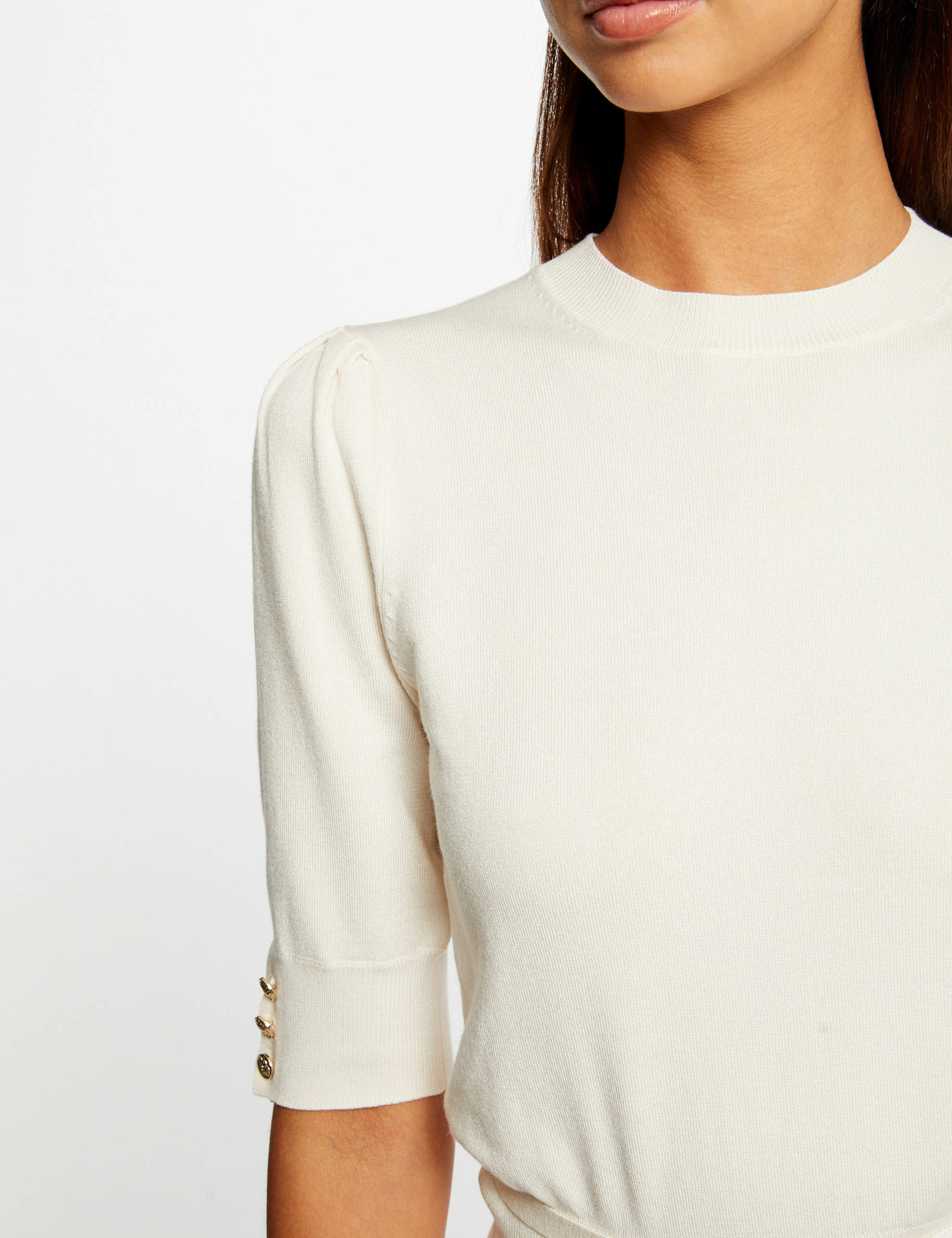 pull manches courtes ornement metallique ivoire femme Pull manches courtes ornement métallique ivoire femme