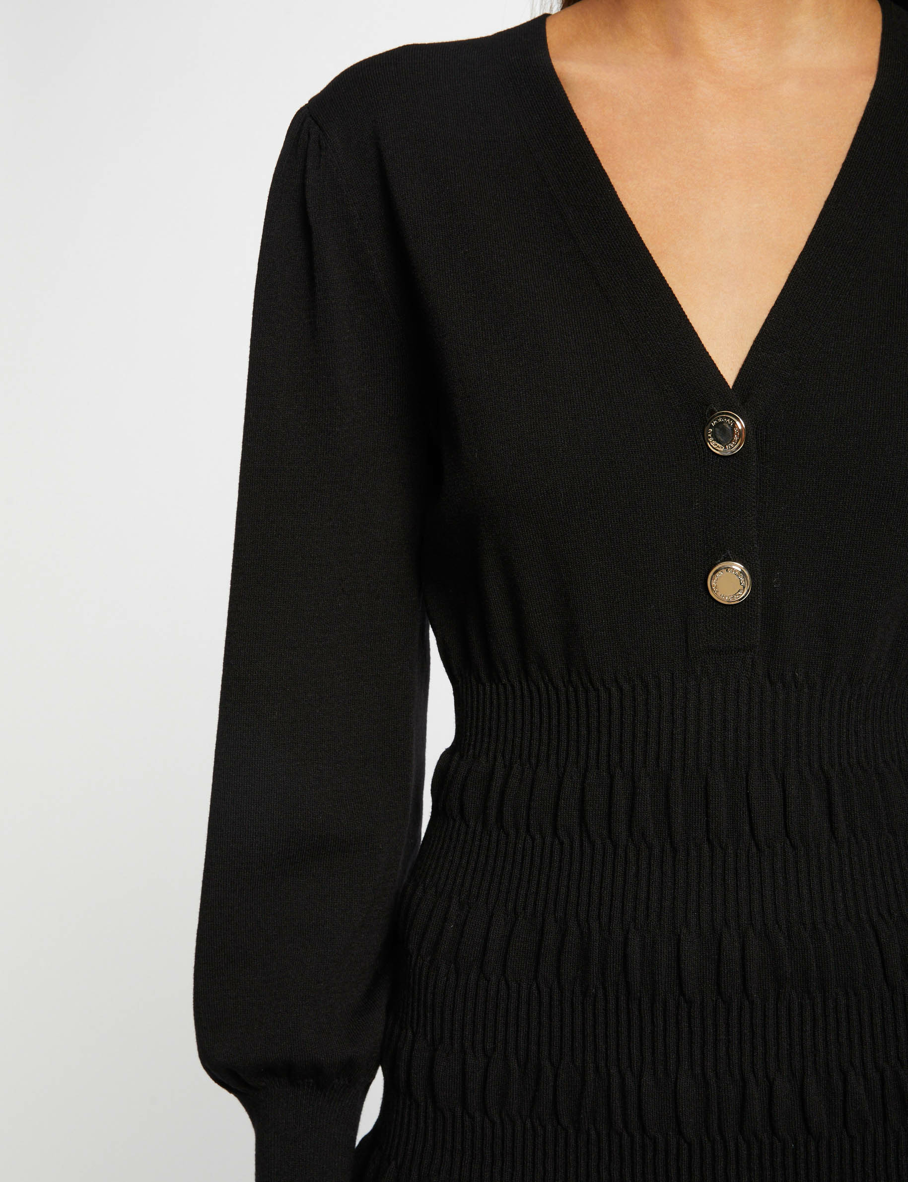 robe pull patineuse col en v noir femme Robe pull patineuse col en V noir femme