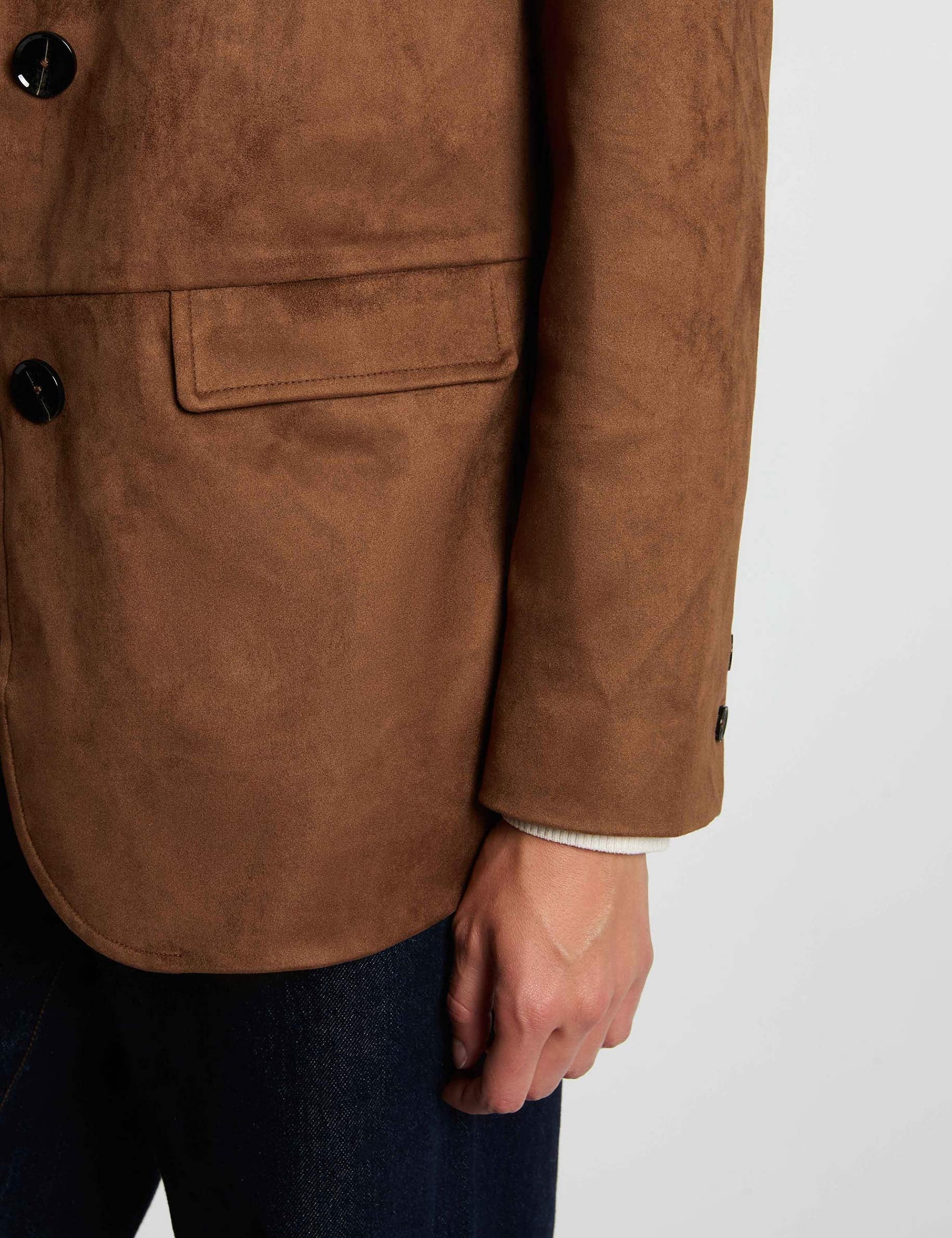 Blazer su&eacute;dine col tailleur marron chocolat femme