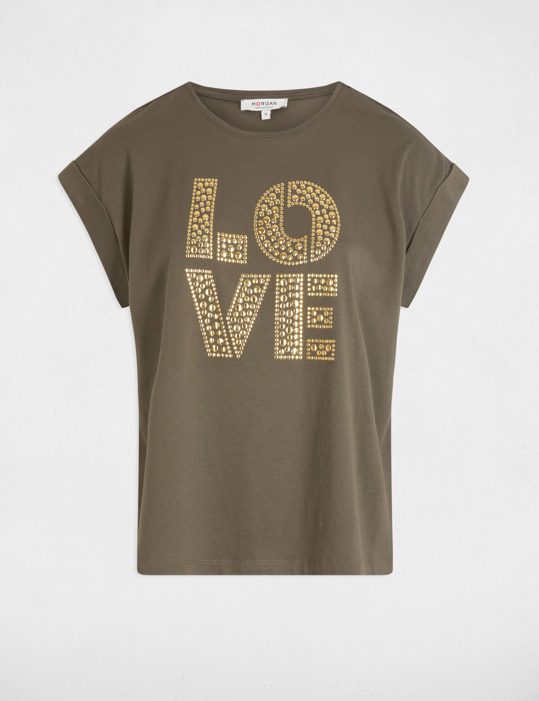 t shirt a inscription vert kaki femme T-shirt à inscription vert kaki femme