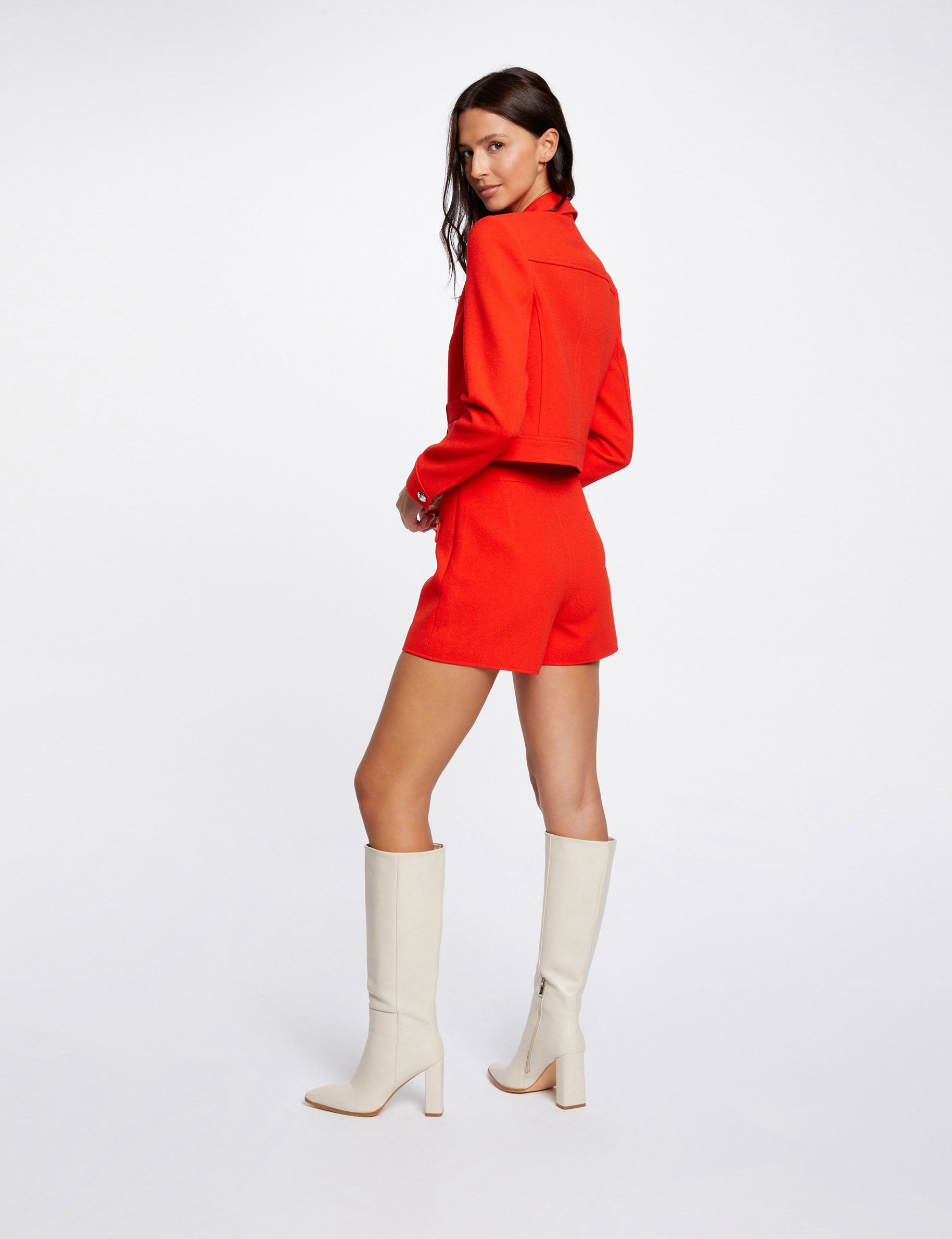 Veste droite boutonnée orange femme