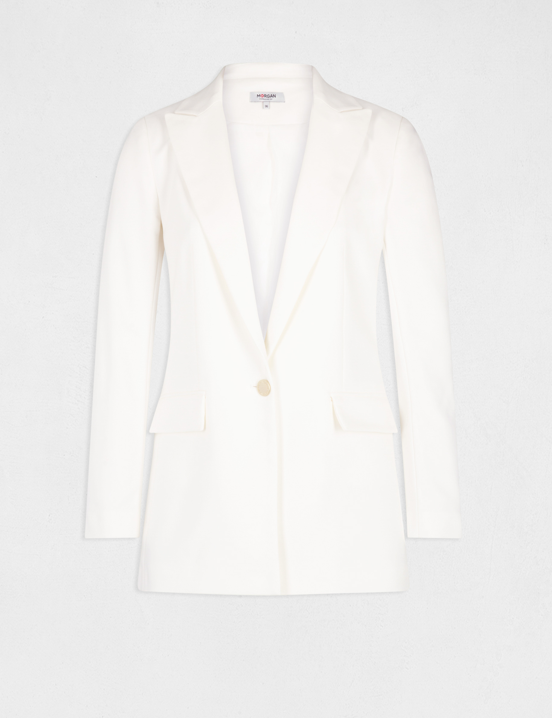 Veste city droite ecru femme Veste city droite ecru femme