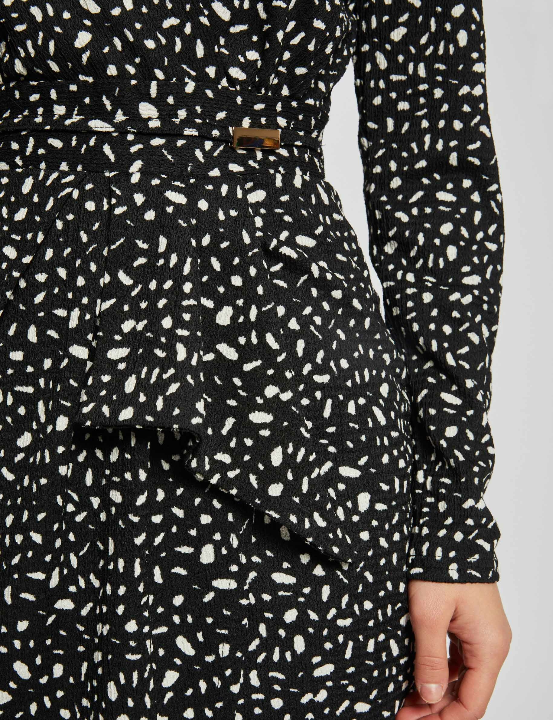 robe courte imprime abstrait noir femme Robe courte imprimé abstrait noir femme