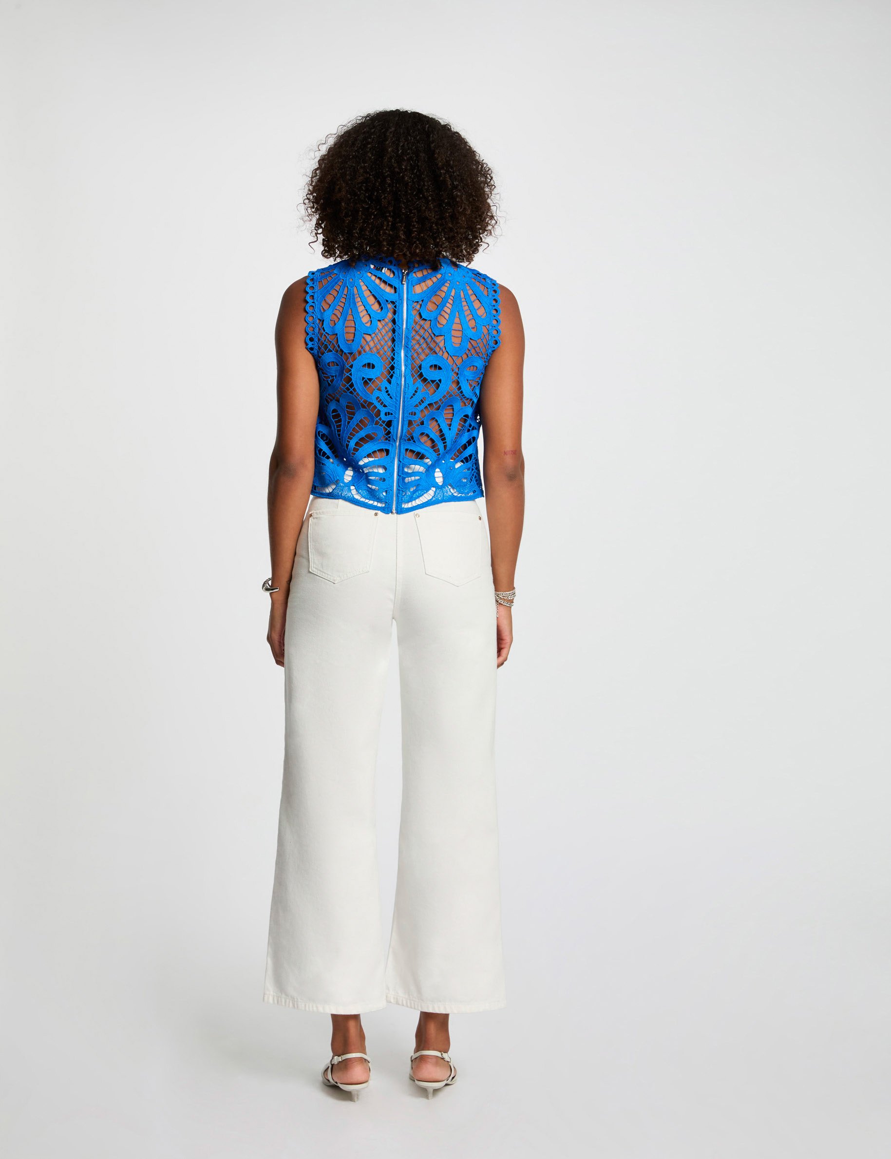 top sans manches dentelle bleu electrique femme Top sans manches dentelle bleu electrique femme