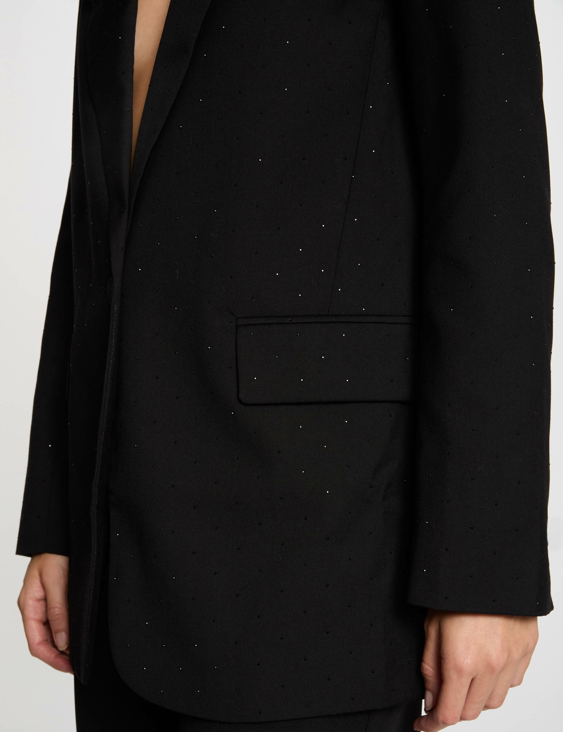 blazer long a sequins noir femme Blazer long à sequins noir femme