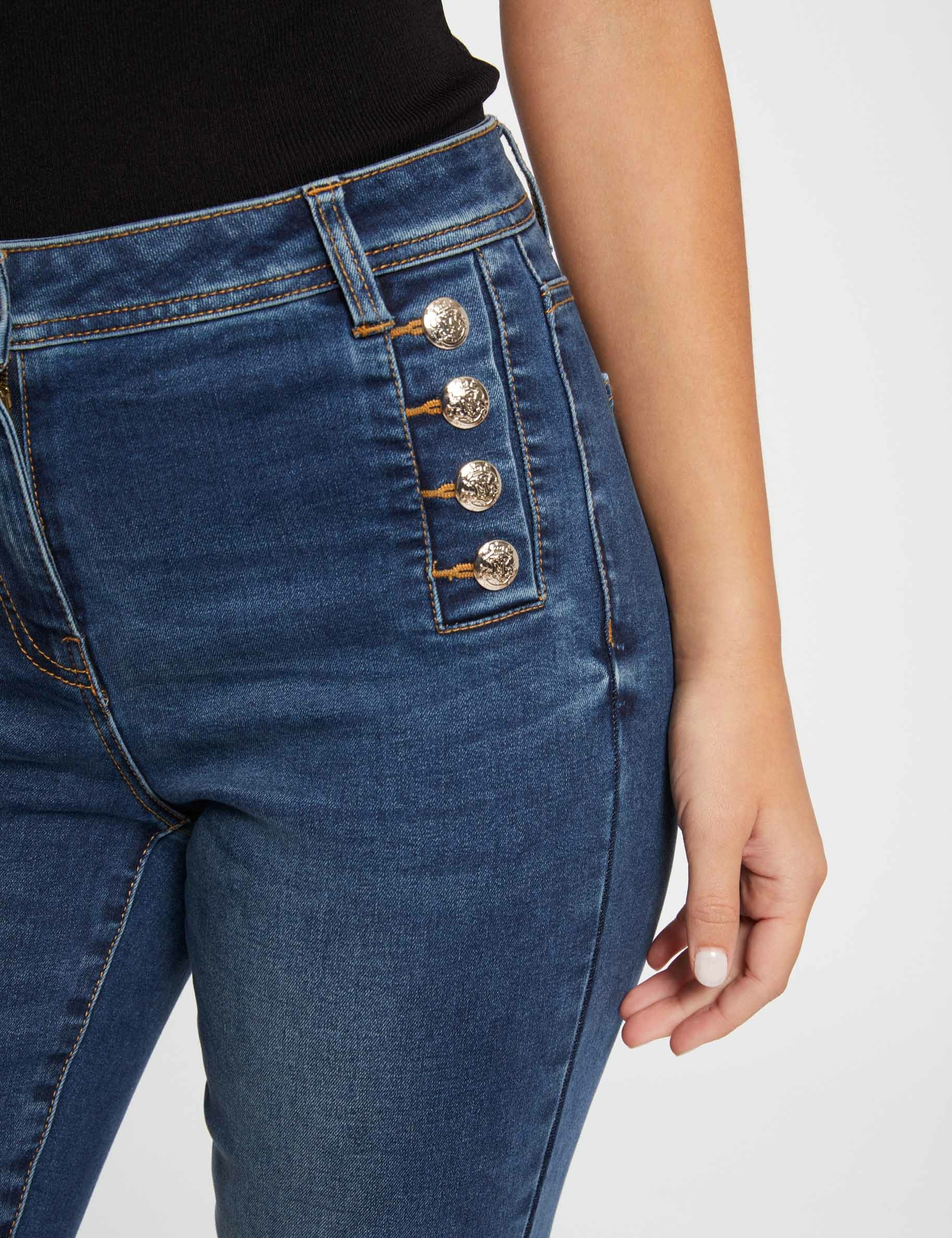 jeans slim avec boutons denim stone femme Jeans slim avec boutons denim stone femme