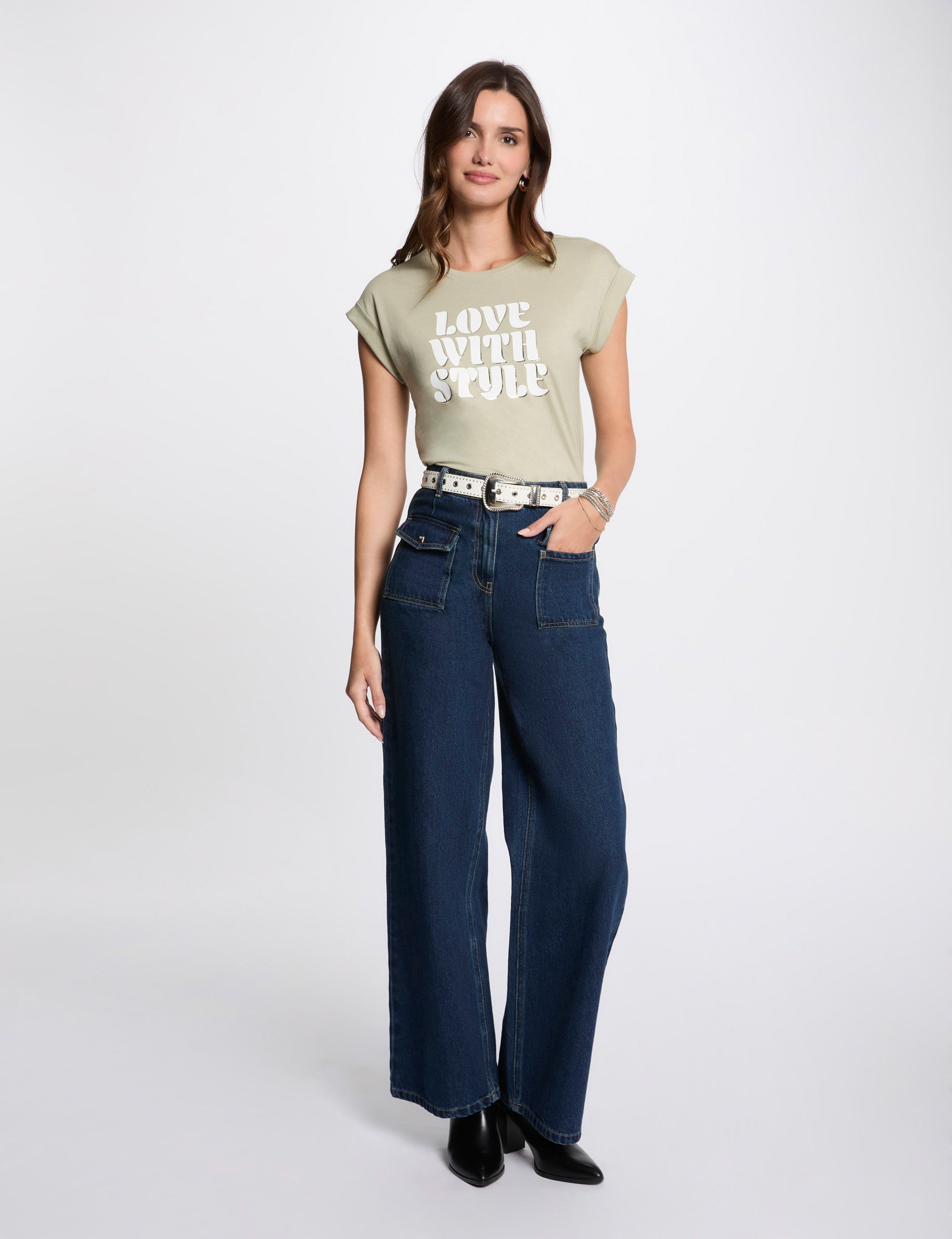 t shirt a inscription vert clair femme T-shirt à inscription vert clair femme