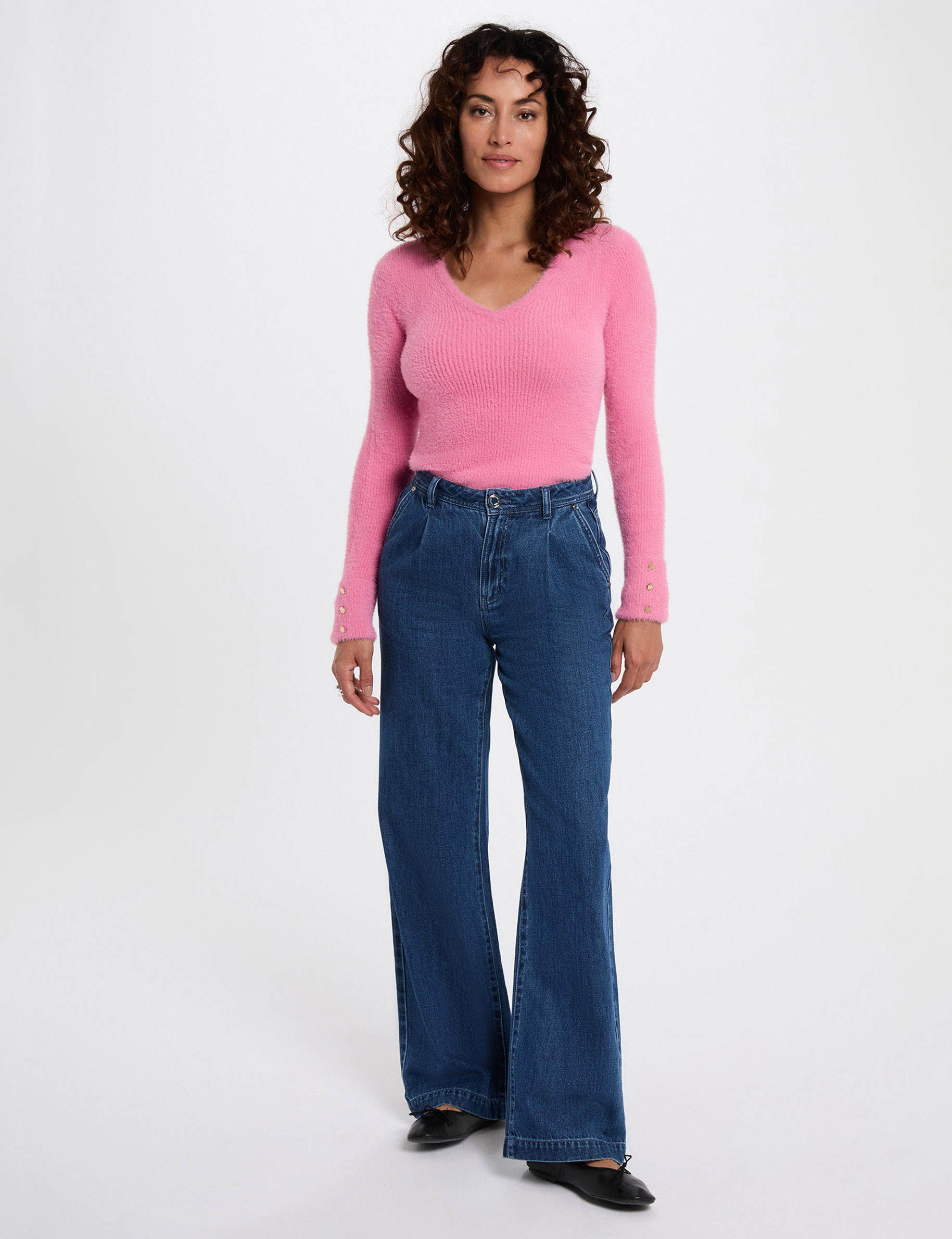 Pull en Maille Perlée Manches Longues Féminin