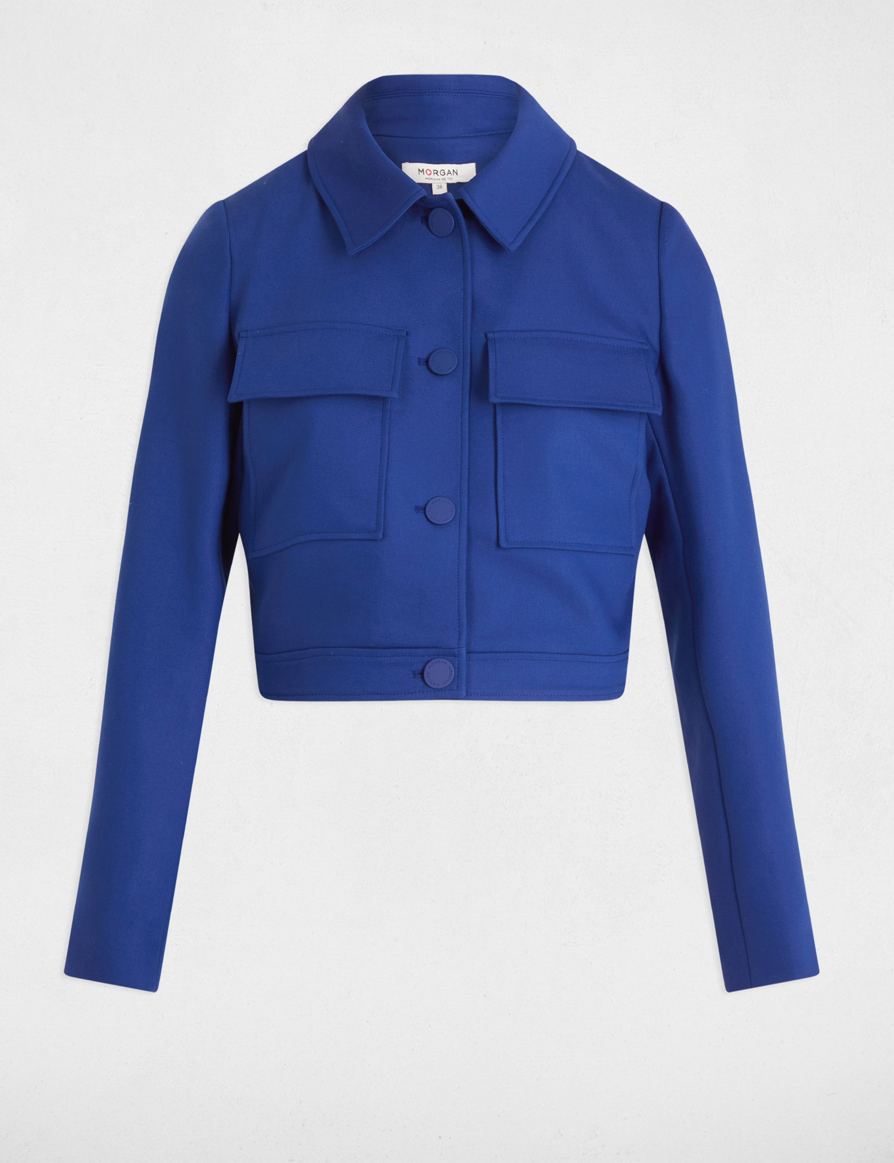 veste courte boutonnee bleu electrique femme Veste courte boutonnée bleu electrique femme