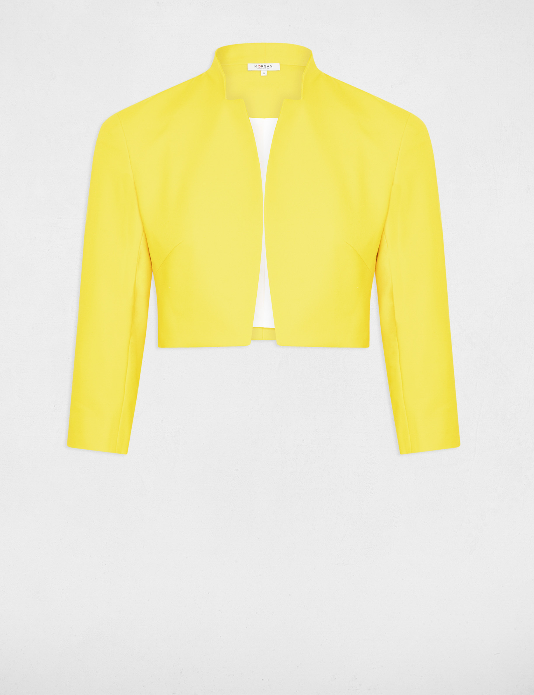 Veste bol&eacute;ro manches 3/4 jaune femme