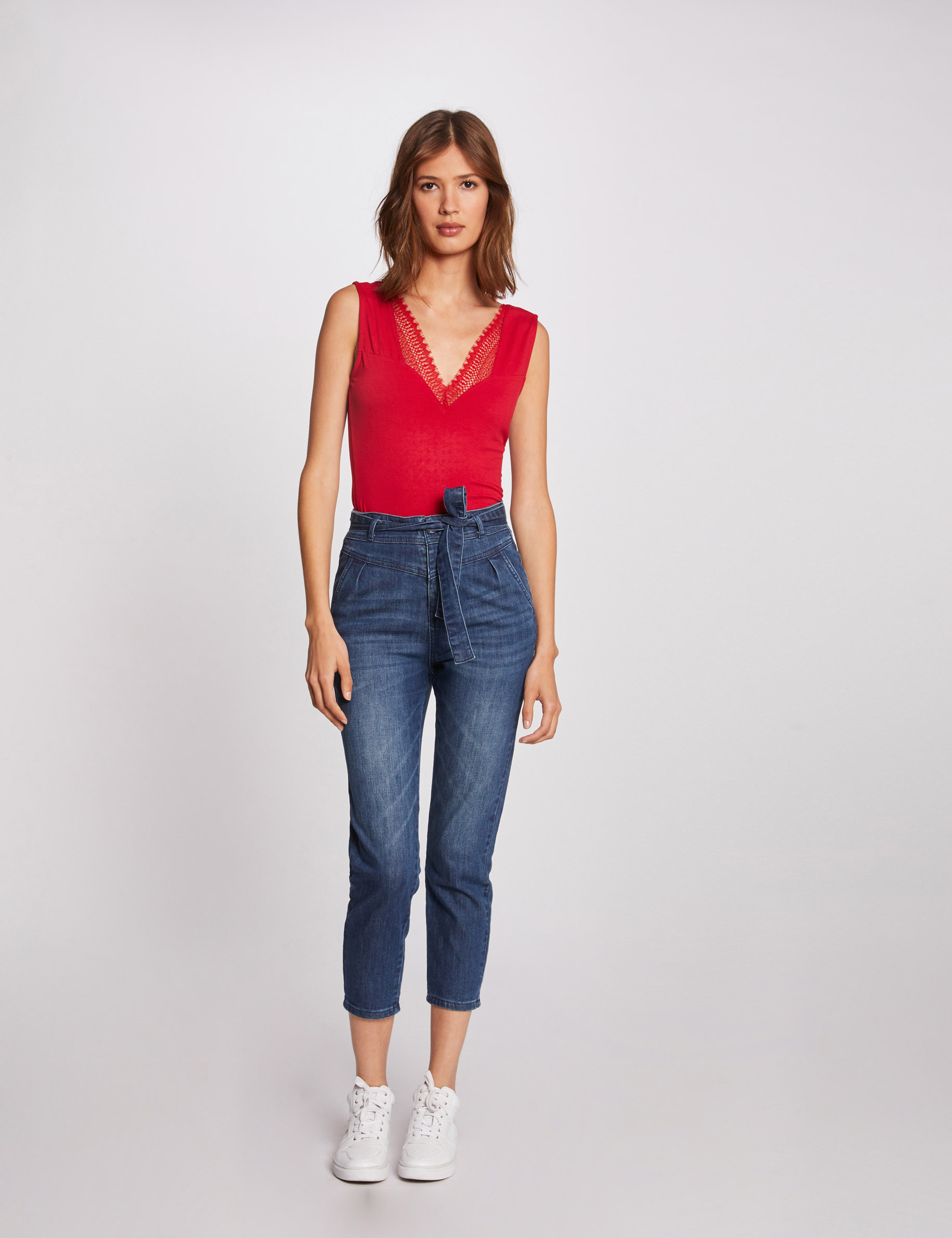 Débardeur Rouge. Taille 38/40. Larges Bretelles Dentelle - Vêtements