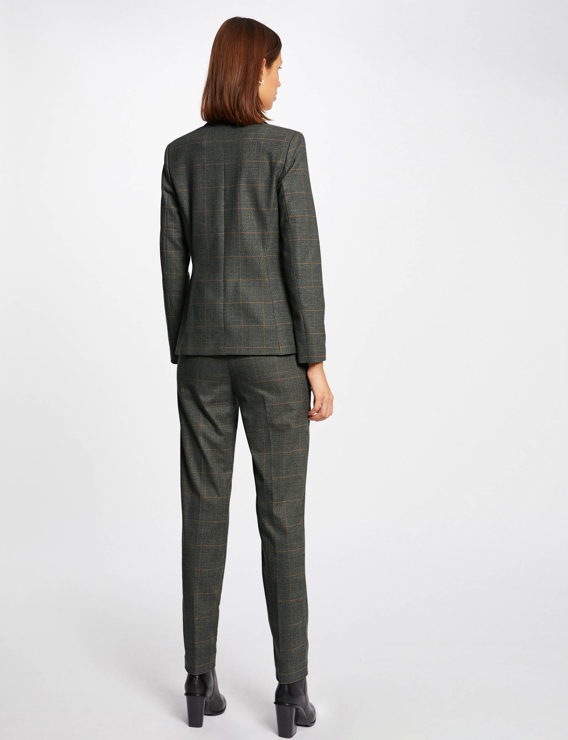 Pantalon city droit à carreaux marron femme Morgan